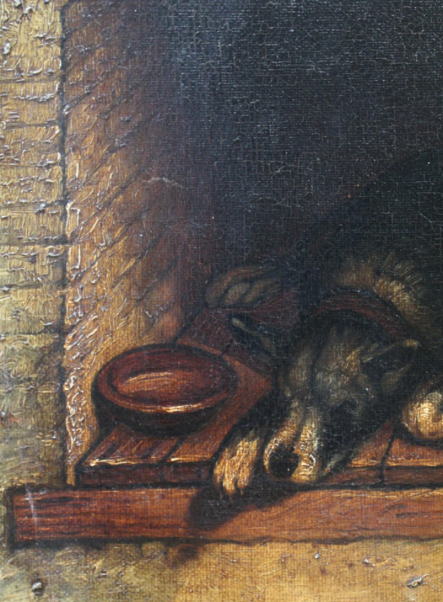 19th Century Slumbering Pooch Oil on Canvas 1907 Manner of Edwin Landseer 3