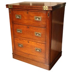 19th Century Small Antique Mahogany Chest of Drawers with Fold-Out Top