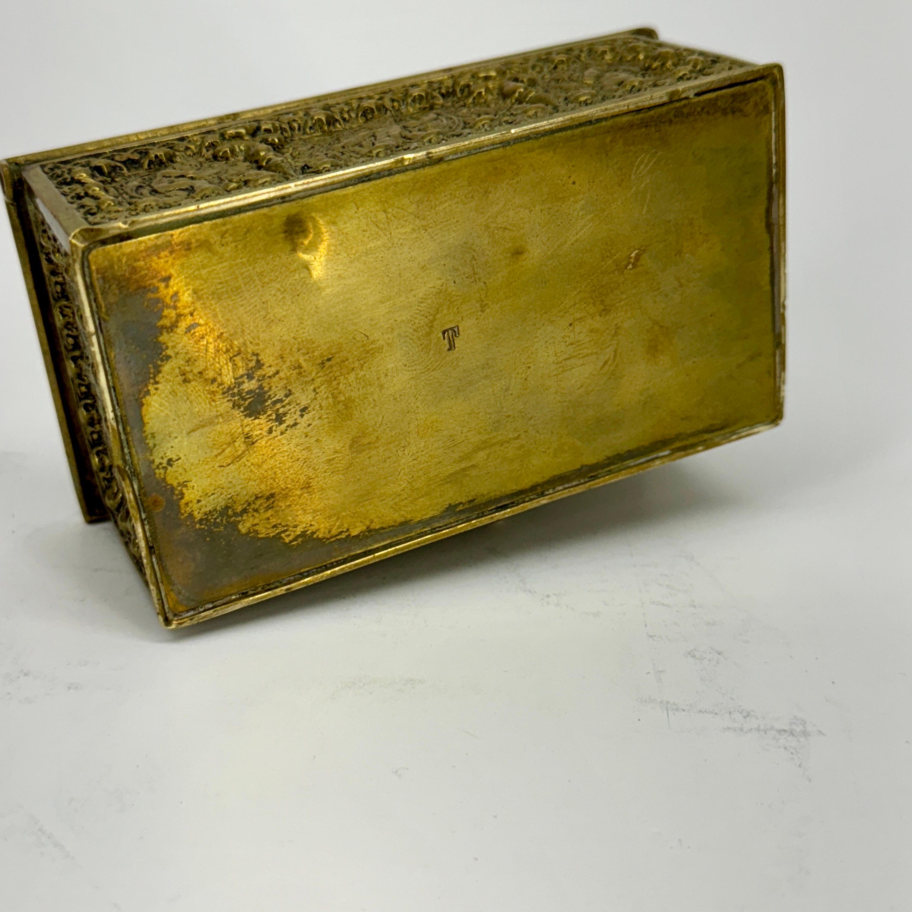 19th Century Small Baroque Gilt Bronze Jewelry Box For Sale 9
