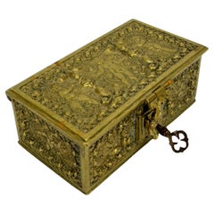 Antique 19th Century Small Baroque Gilt Bronze Jewelry Box