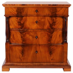 19th Century small Biedermeier Chest of Drawers, Germany, Light Colored Mahogany