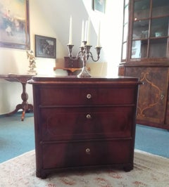 19th Century Small Biedermeier Mahogany Chest of Drawers with Inlays Restored