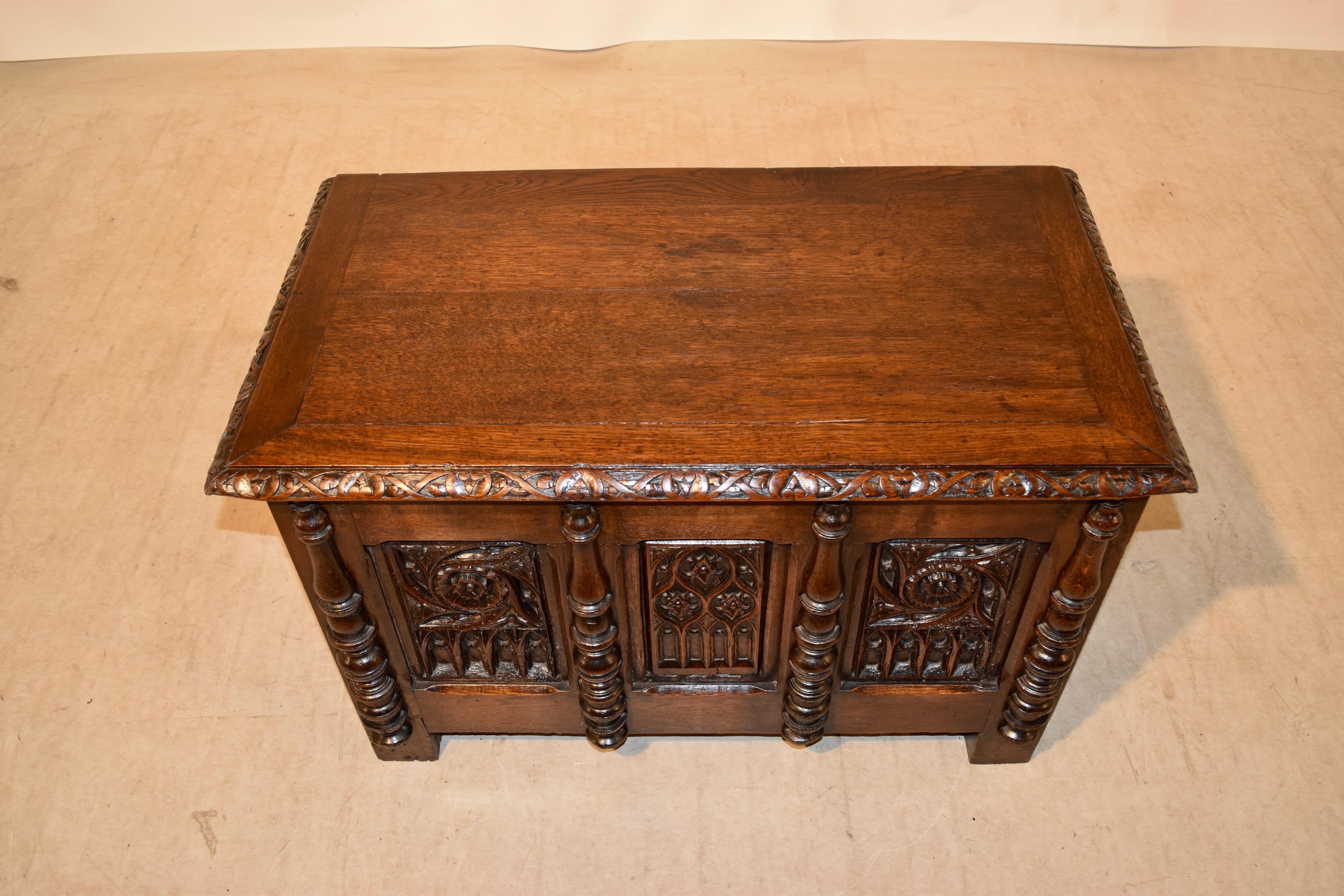 Hand-Carved 19th Century Small Blanket Chest