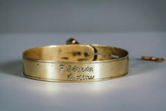 19th Century Small Brass Dog Collar with Original Padlock and Key