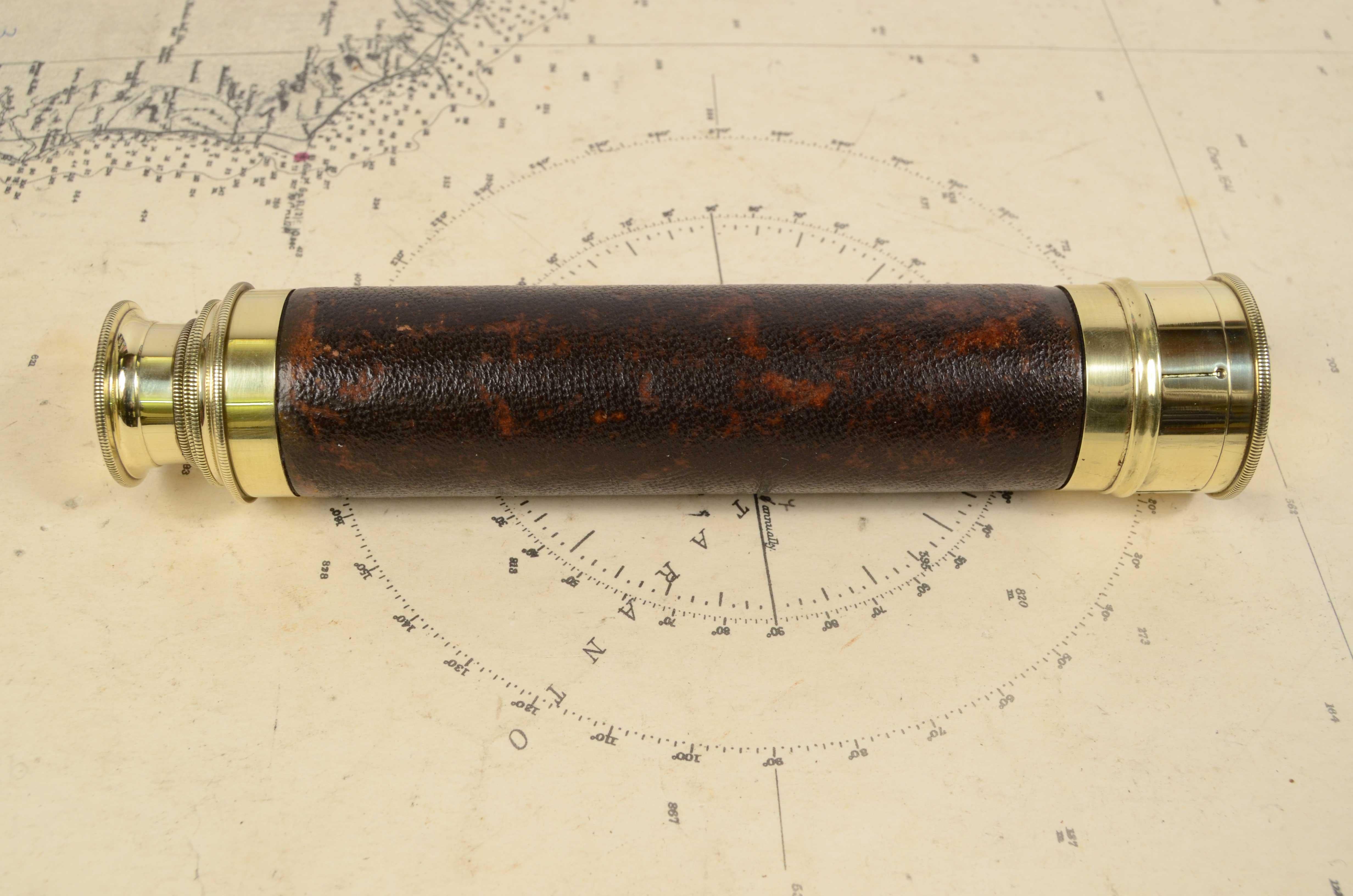 19th Century Small Brass French Telescope Antique Nautical Navigation Objects 1