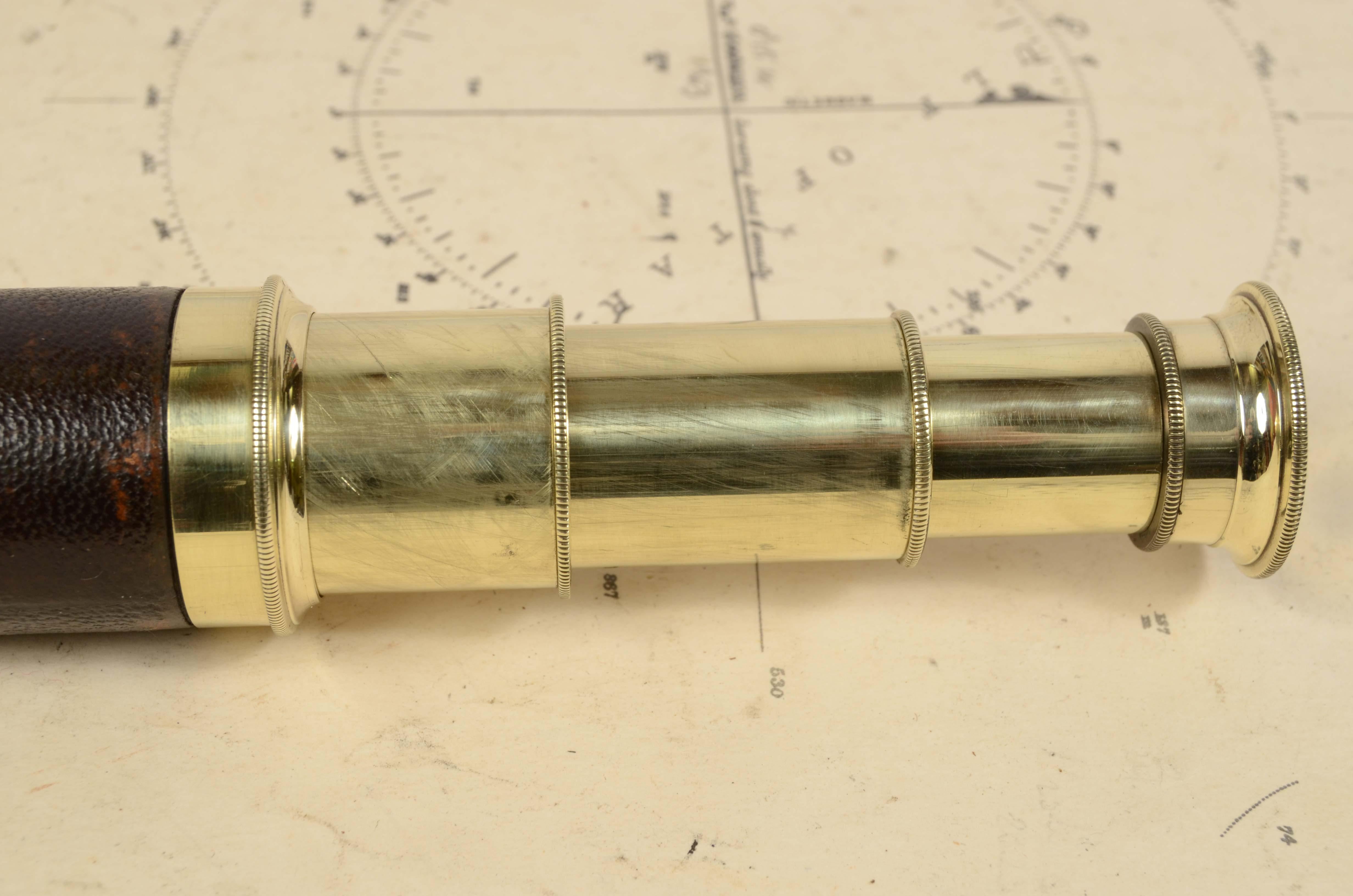 19th Century Small Brass French Telescope Antique Nautical Navigation Objects 3