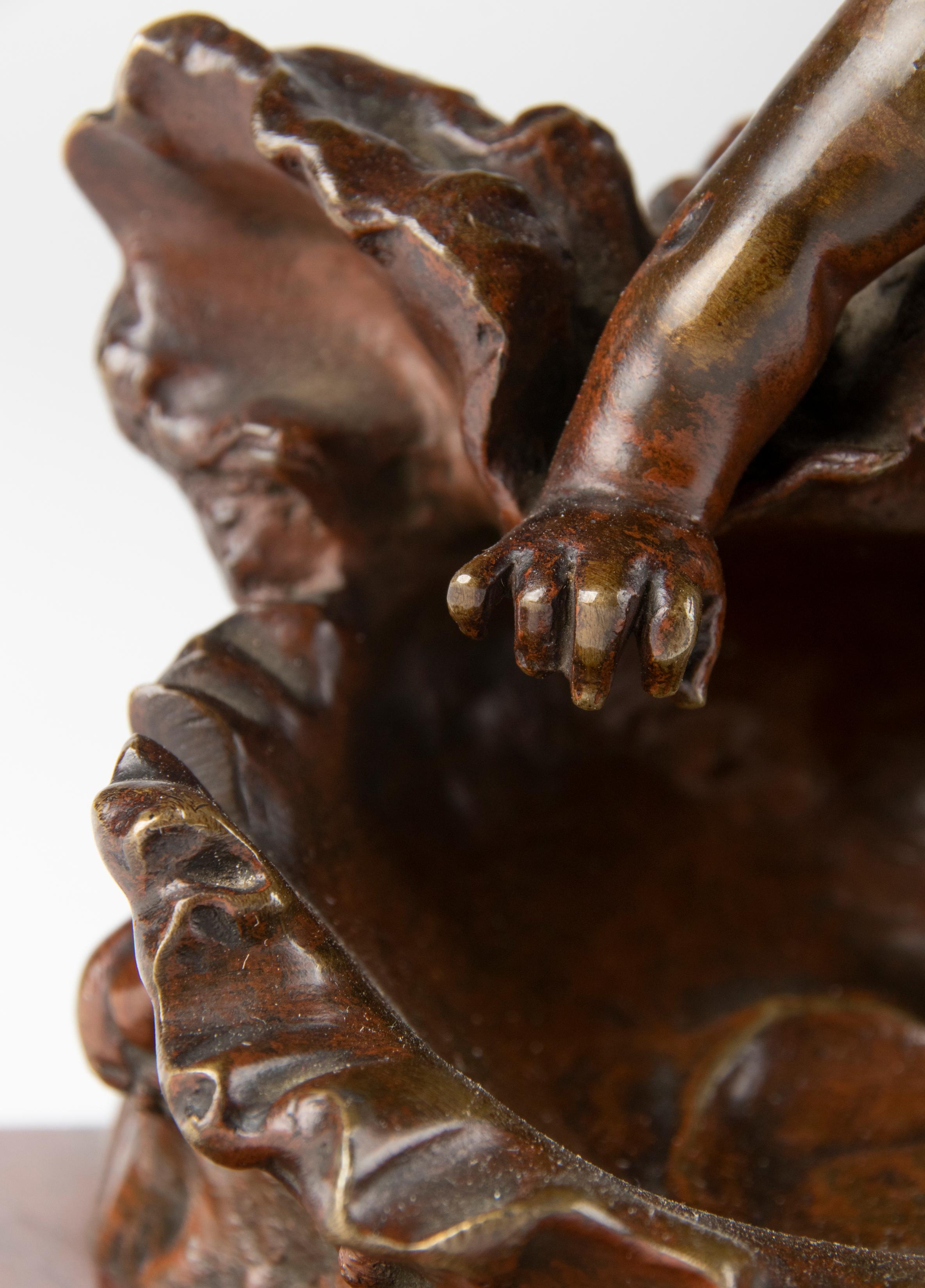 19th Century Small Bronze Statuette of a Putti by Auguste Moreau For Sale 4