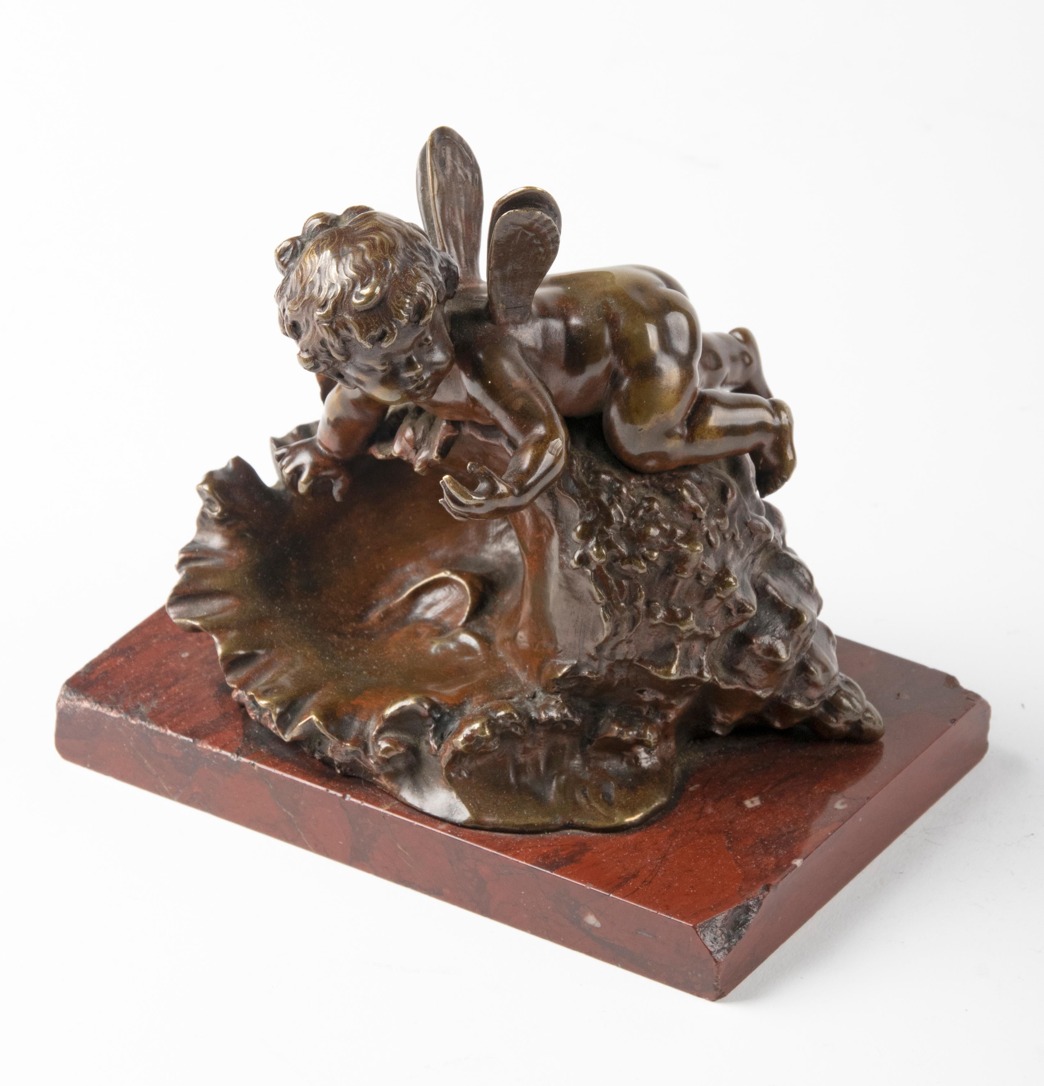 19th Century Small Bronze Statuette of a Putti by Auguste Moreau For Sale 8