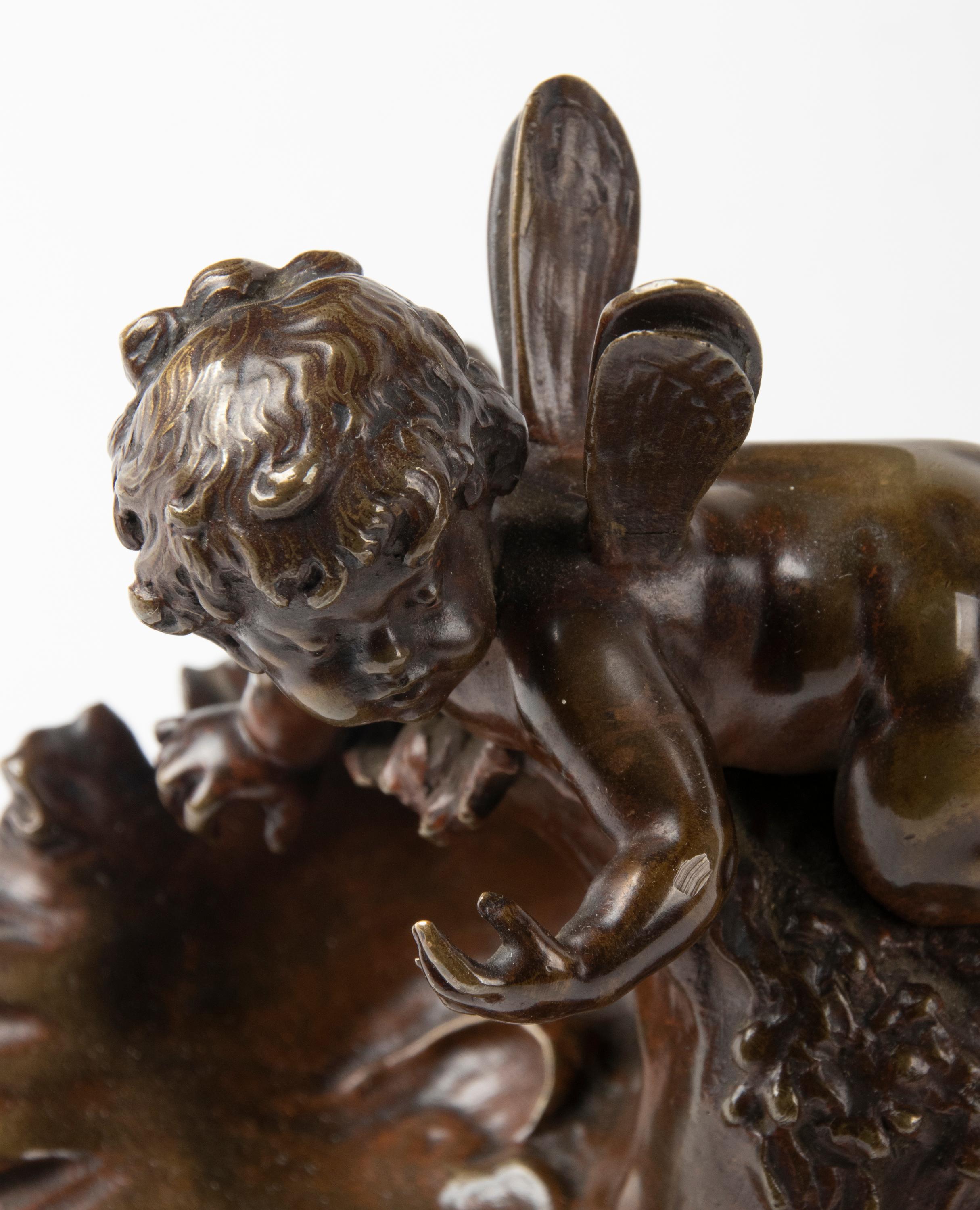 19th Century Small Bronze Statuette of a Putti by Auguste Moreau For Sale 12