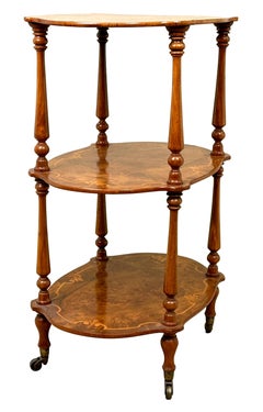 19th Century Small Burr Walnut Étagère Whatnot Victorian