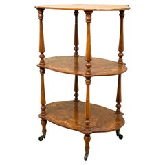 19th Century Small Burr Walnut Étagère Whatnot Victorian