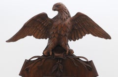19th Century Small Carved Walnut Black Forest Perched Eagle Wall Mirror