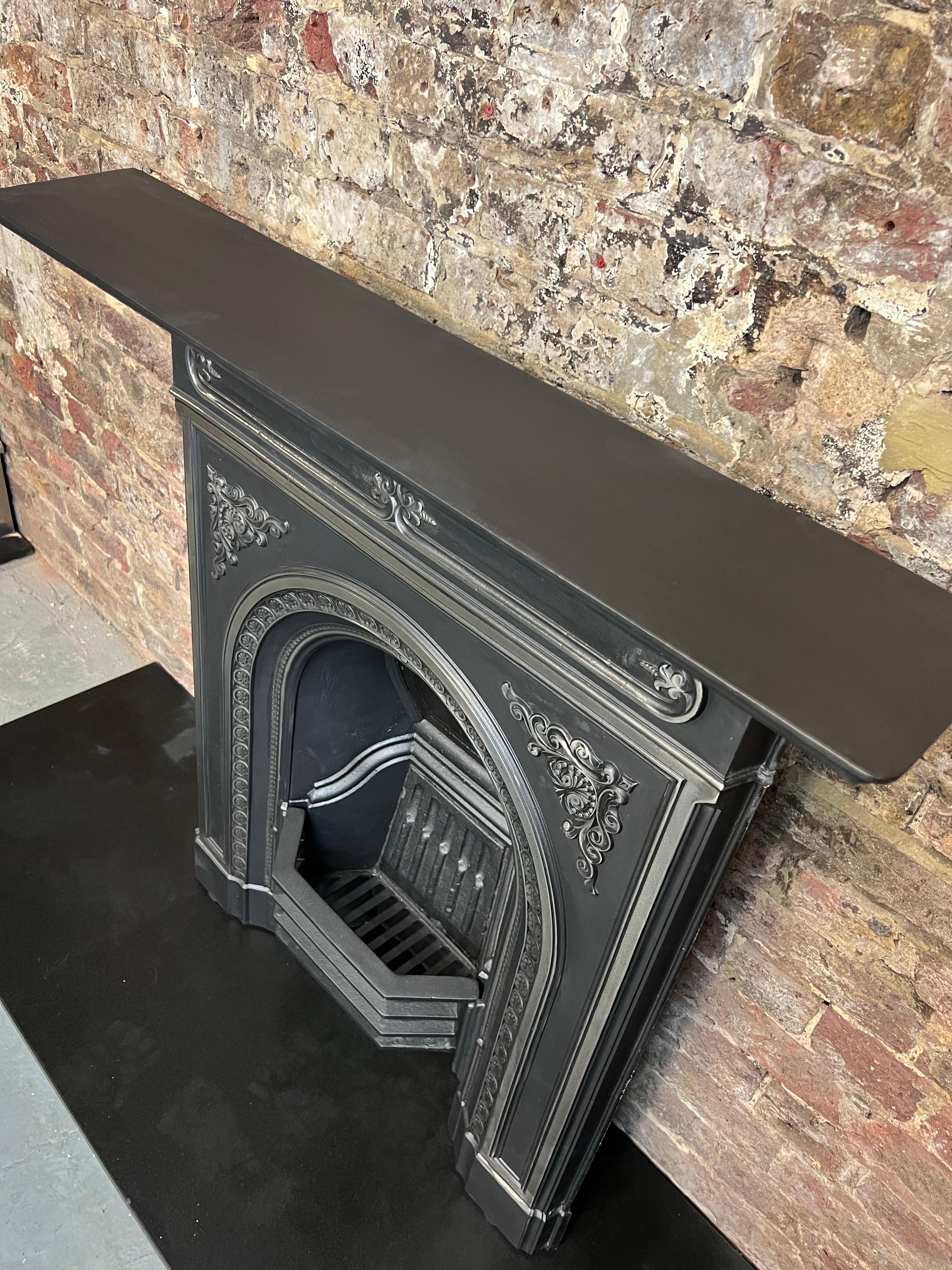 19th Century Small Cast Iron Fireplace Mantlepiece For Sale 3