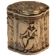 Antique 19th Century Small Continental Silver Box Depicting Classical Figures circa 1880