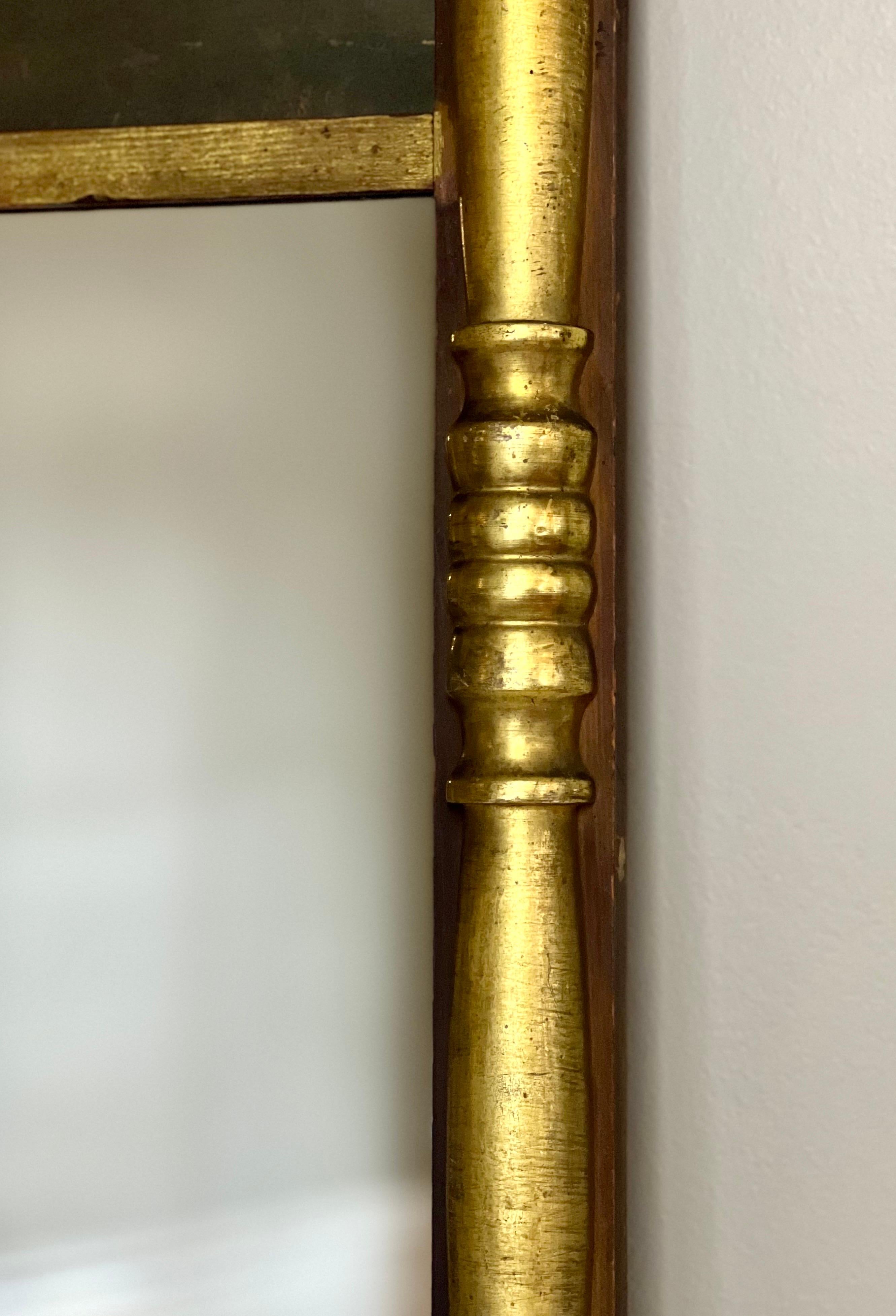 19. Jahrhundert Kleine Empire Giltwood Trumeau Spiegel mit Malerei im Angebot 7
