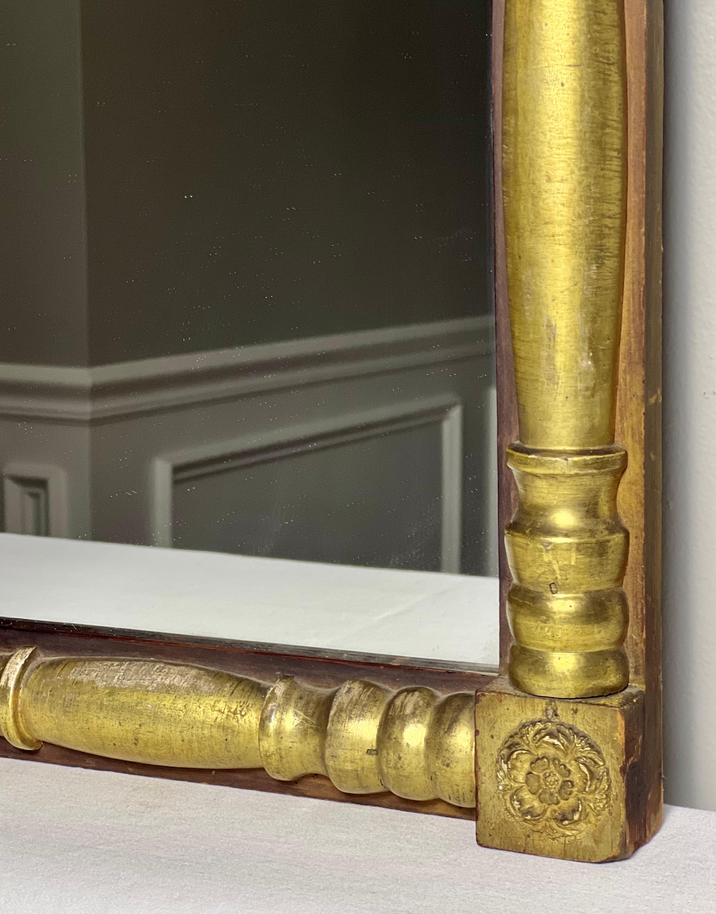 19. Jahrhundert Kleine Empire Giltwood Trumeau Spiegel mit Malerei im Angebot 4