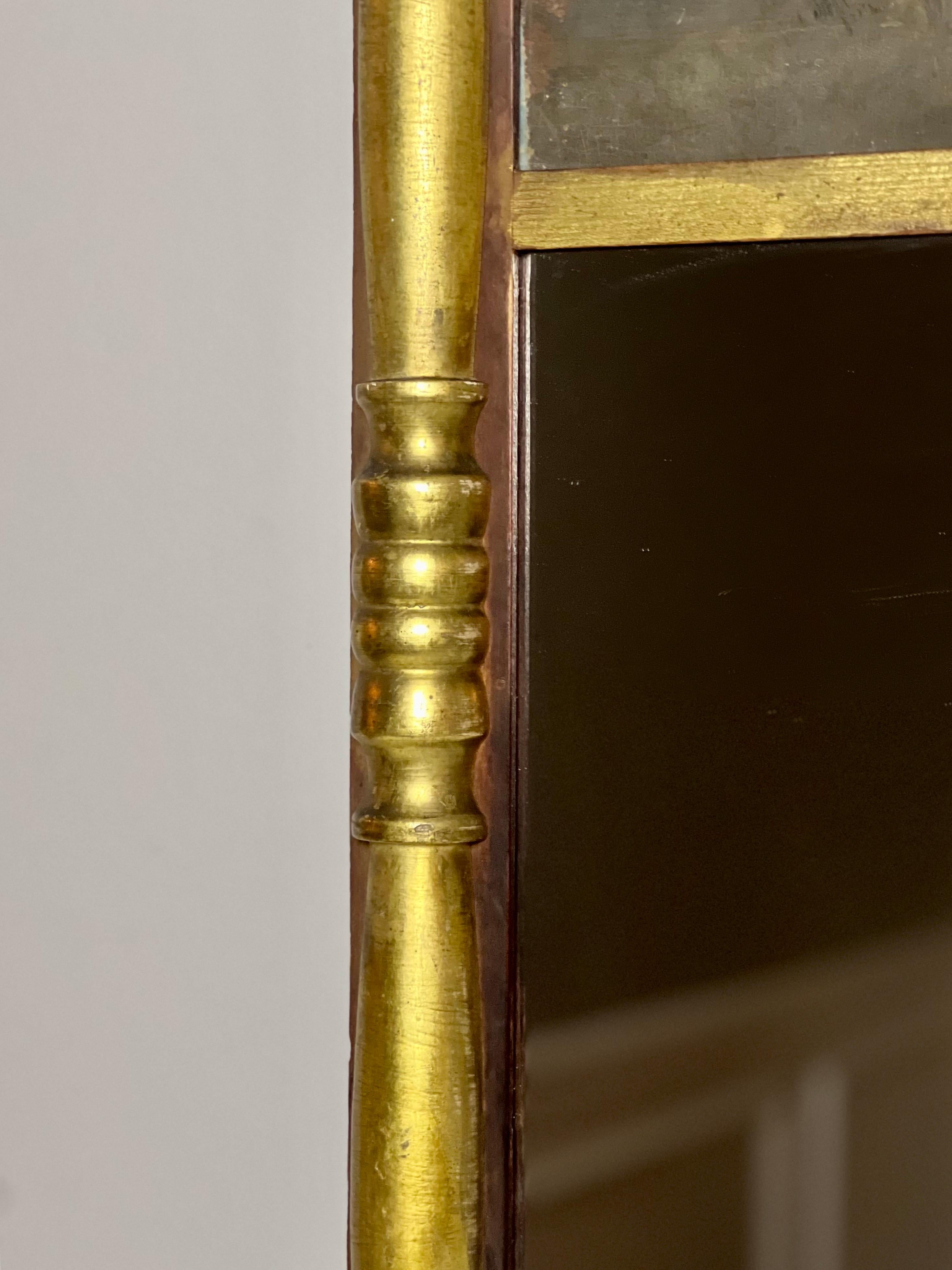 19. Jahrhundert Kleine Empire Giltwood Trumeau Spiegel mit Malerei im Angebot 5