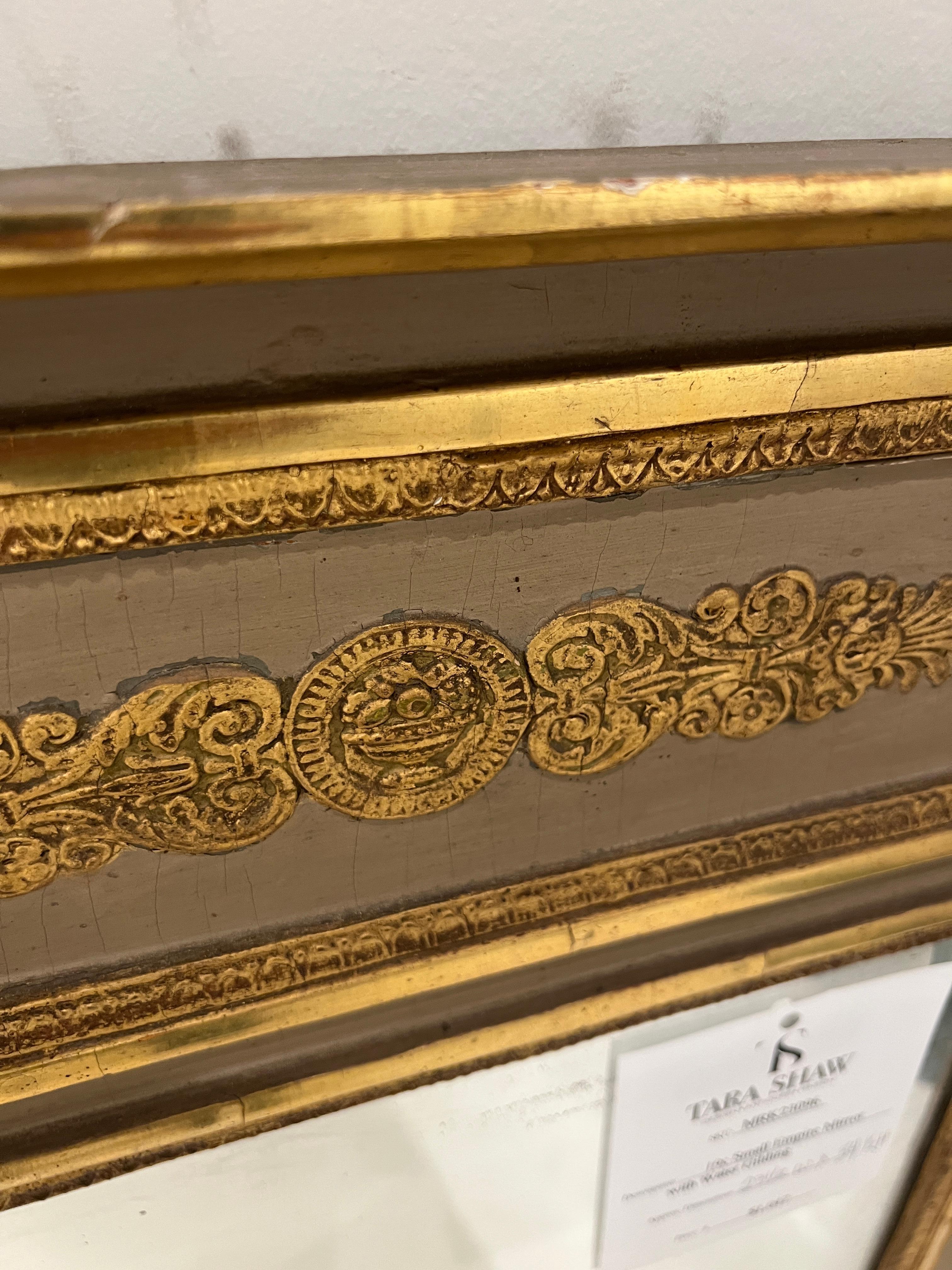 19th Century Small Empire Mirror with Water Gilding For Sale 1