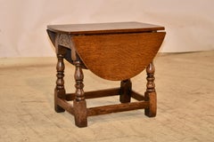 19th Century Small English Oak Drop Leaf Table