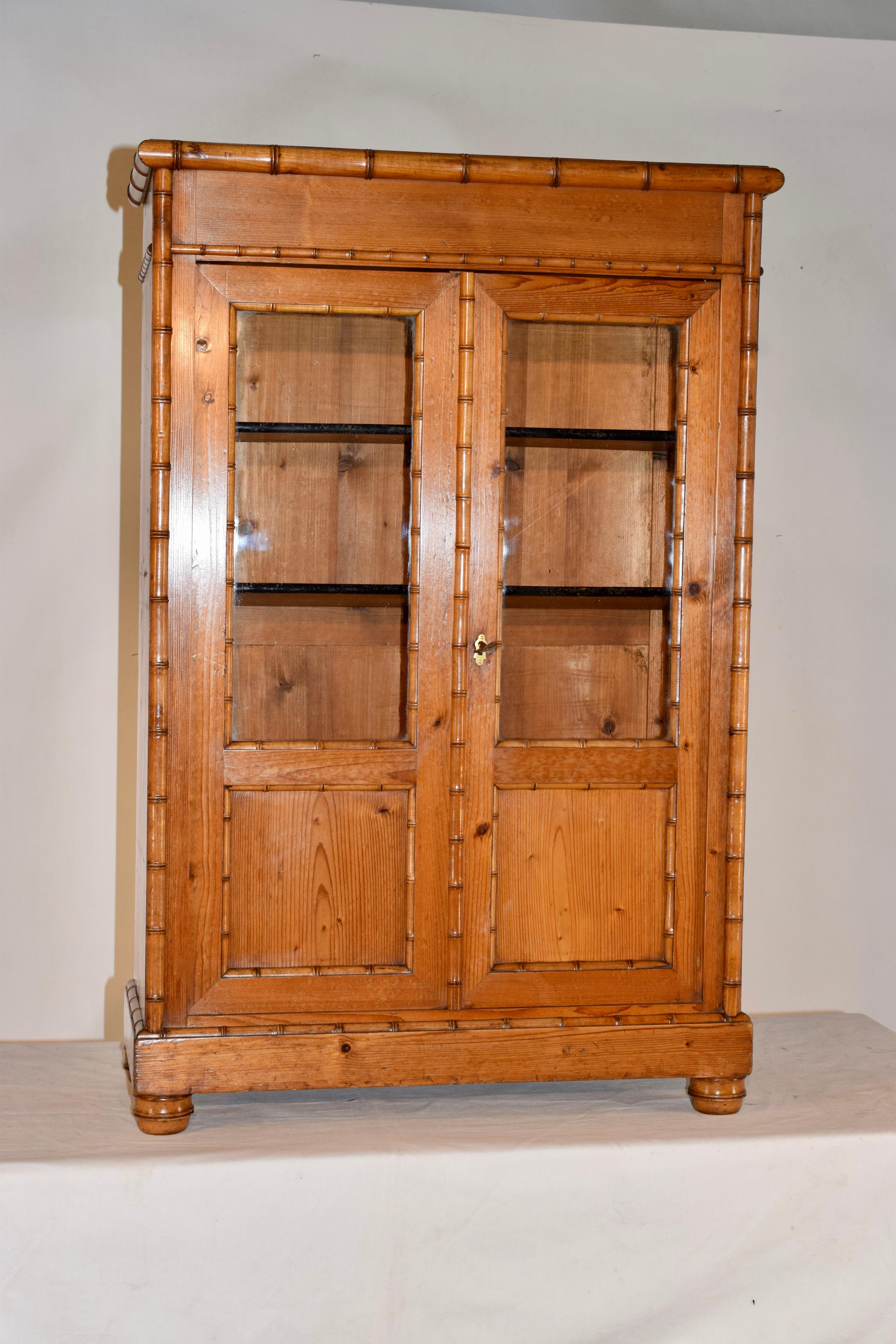 Cherry 19th Century Small Faux Bamboo Bookcase