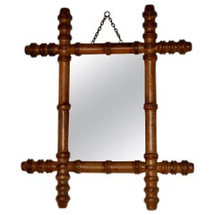 Antique 19th Century Small Faux Bamboo Wall Mirror