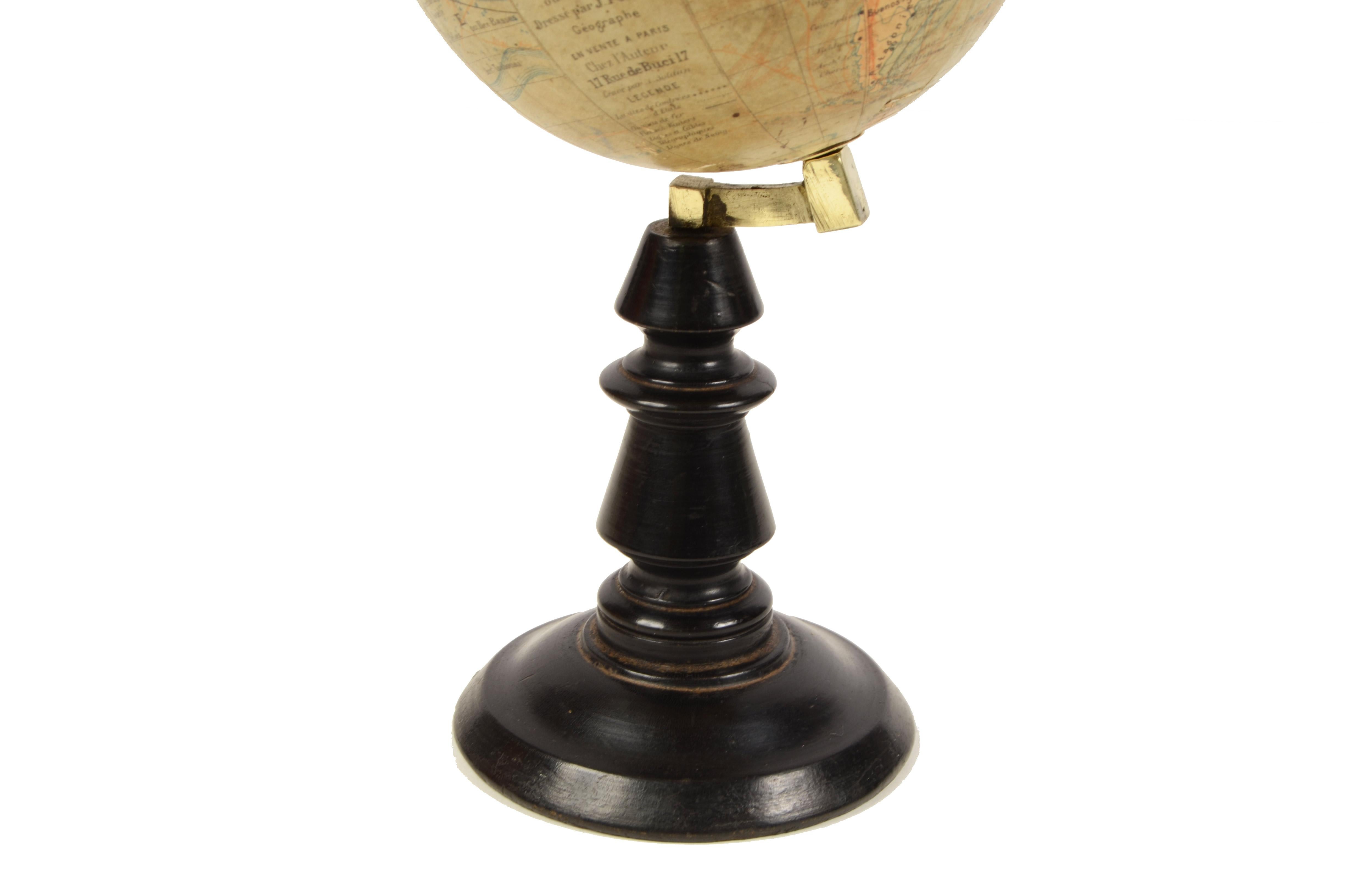 19th Century Small French Antique Terrestrial Globe Editet by J. Forest a Paris 2