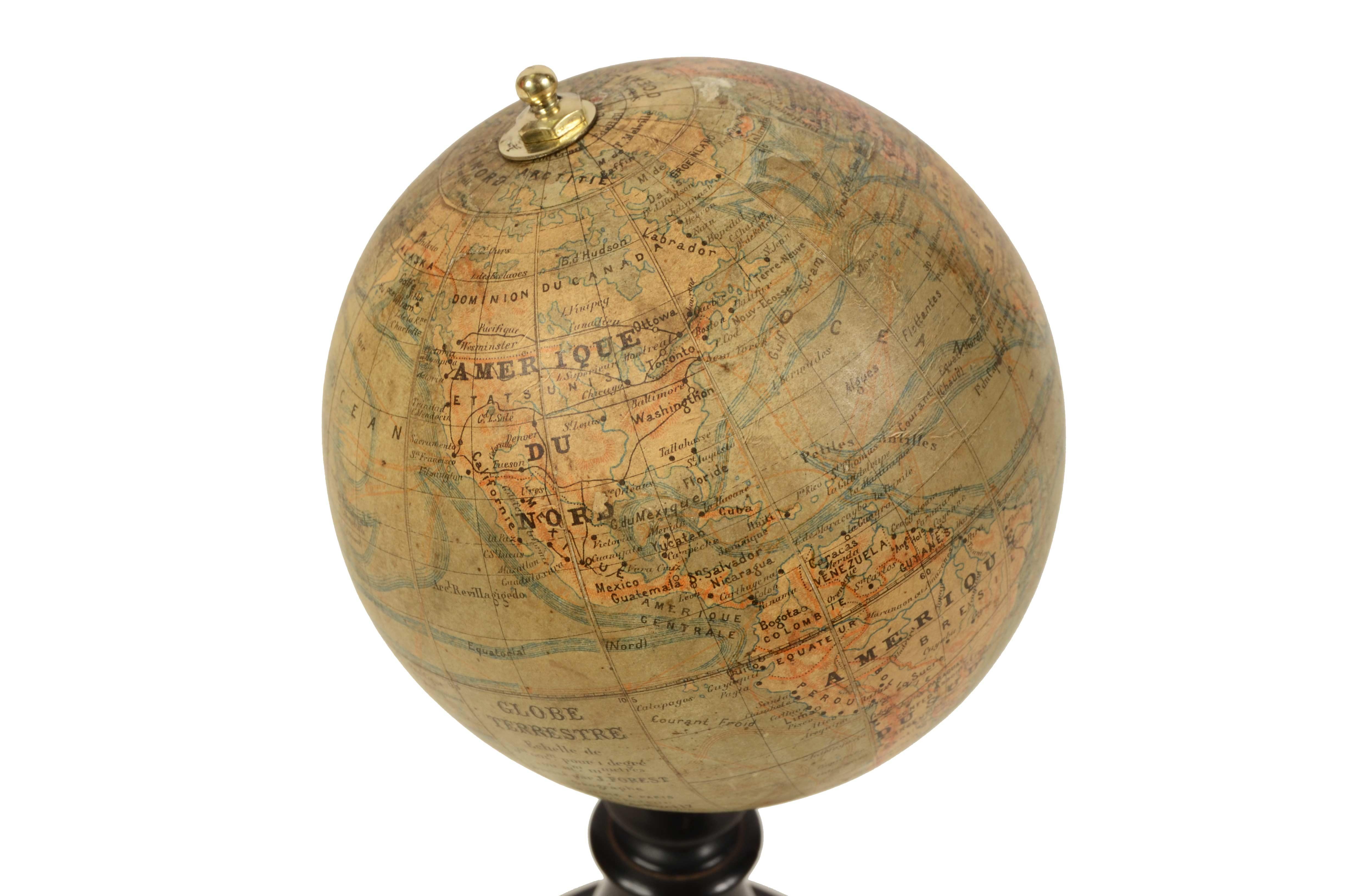 19th Century Small French Antique Terrestrial Globe Editet by J. Forest a Paris 3