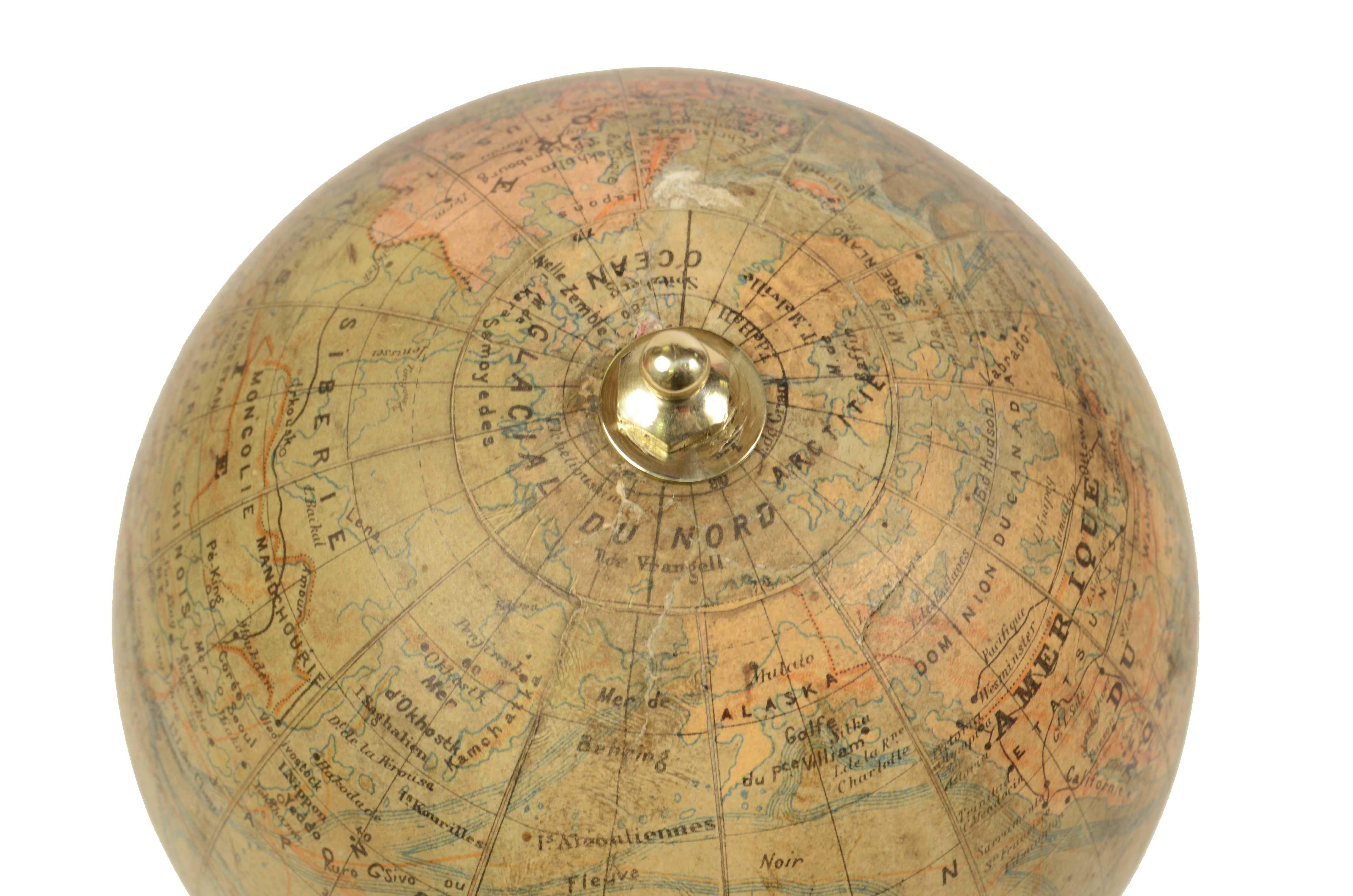 19th Century Small French Antique Terrestrial Globe Editet by J. Forest a Paris 5