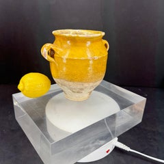 19th Century Small French Glazed Confit Pot in Yellow