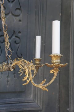 19th Century Small Gilt Bronze and Purple Glass Chandelier