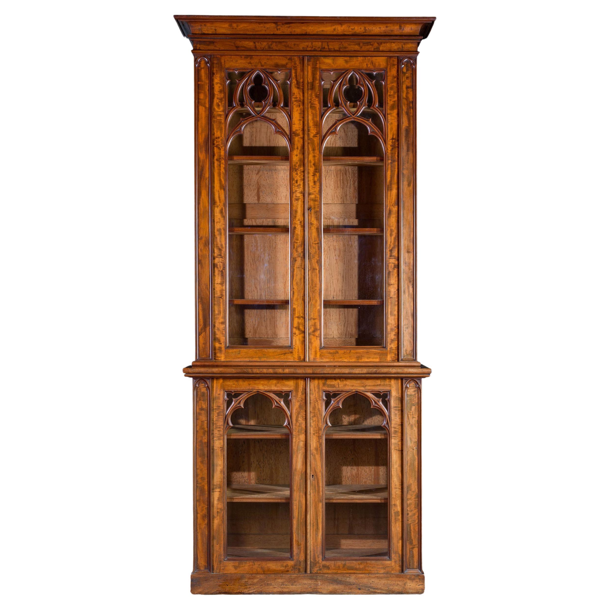 19th Century Small Gothic Revival Mahogany Bookcase