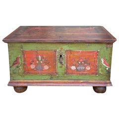 19th Century Small Green Painted Blanket Chest