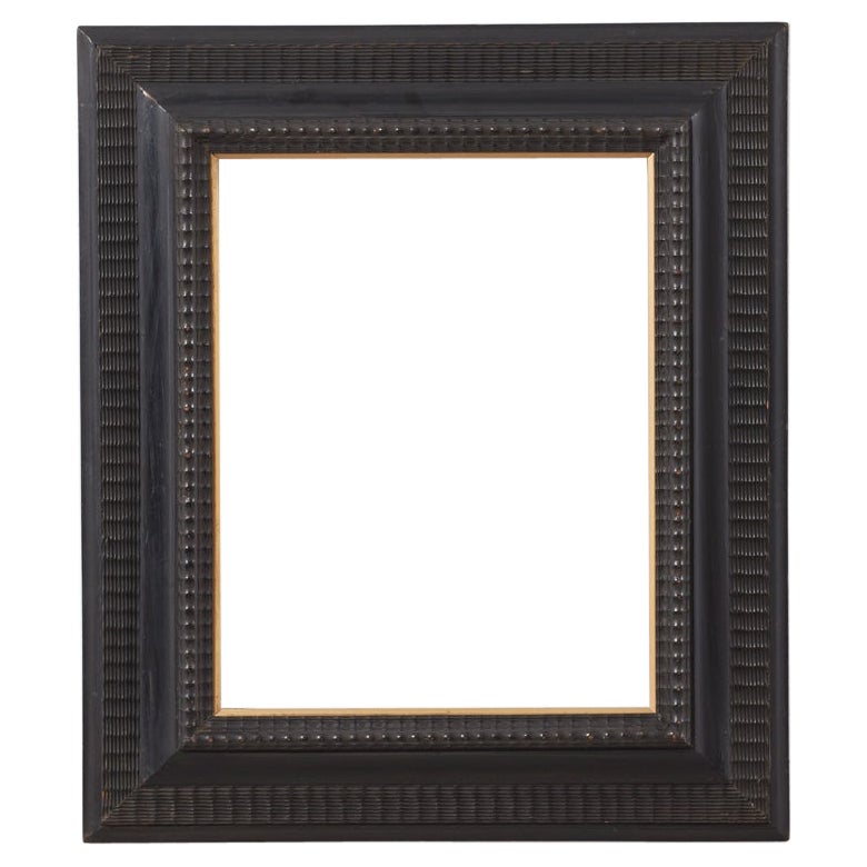 19th Century Small Italian Antique Ebonised Ripple Frame