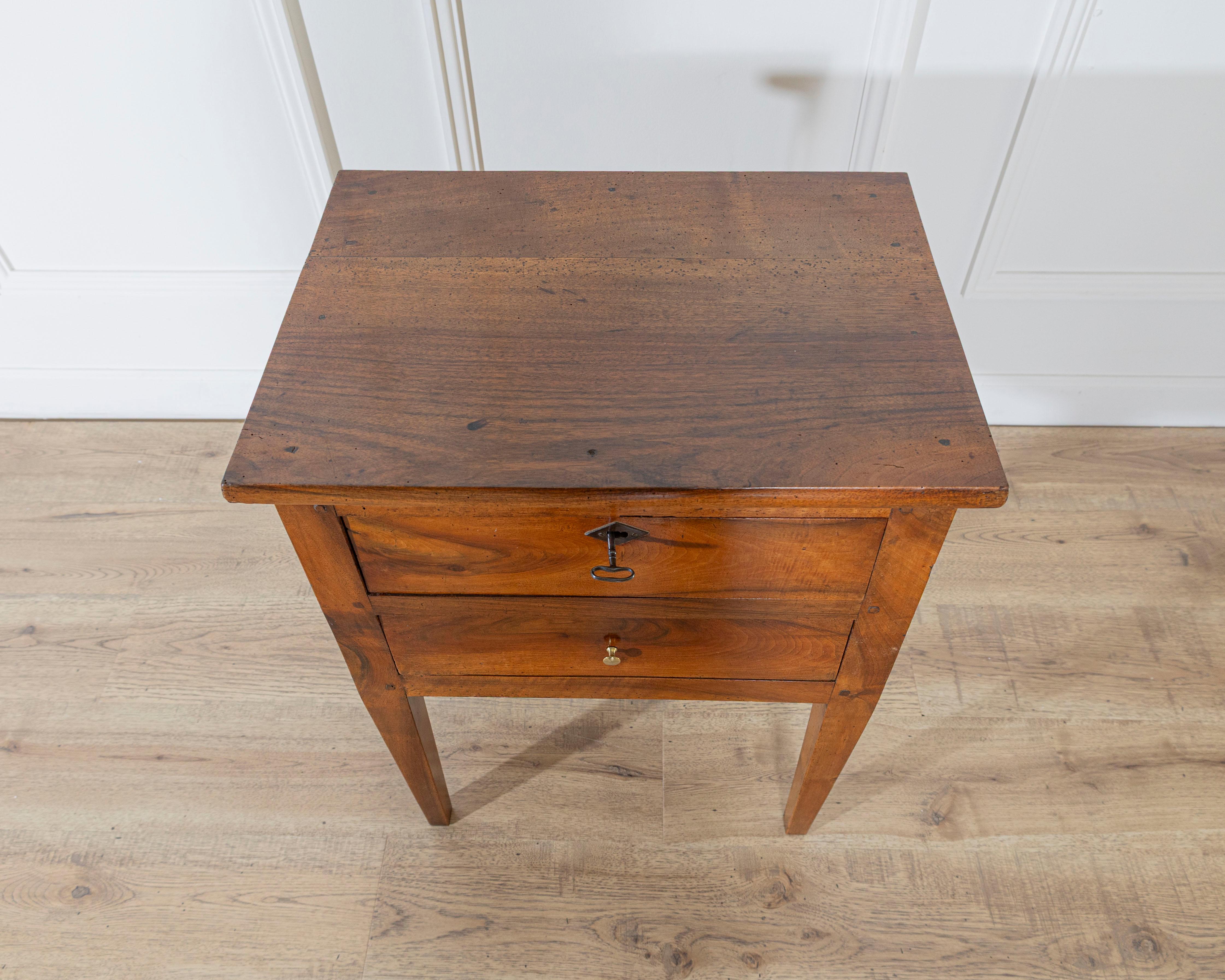 19th Century Small Louis XVI–Style Walnut Chest with Two Drawers For Sale 7