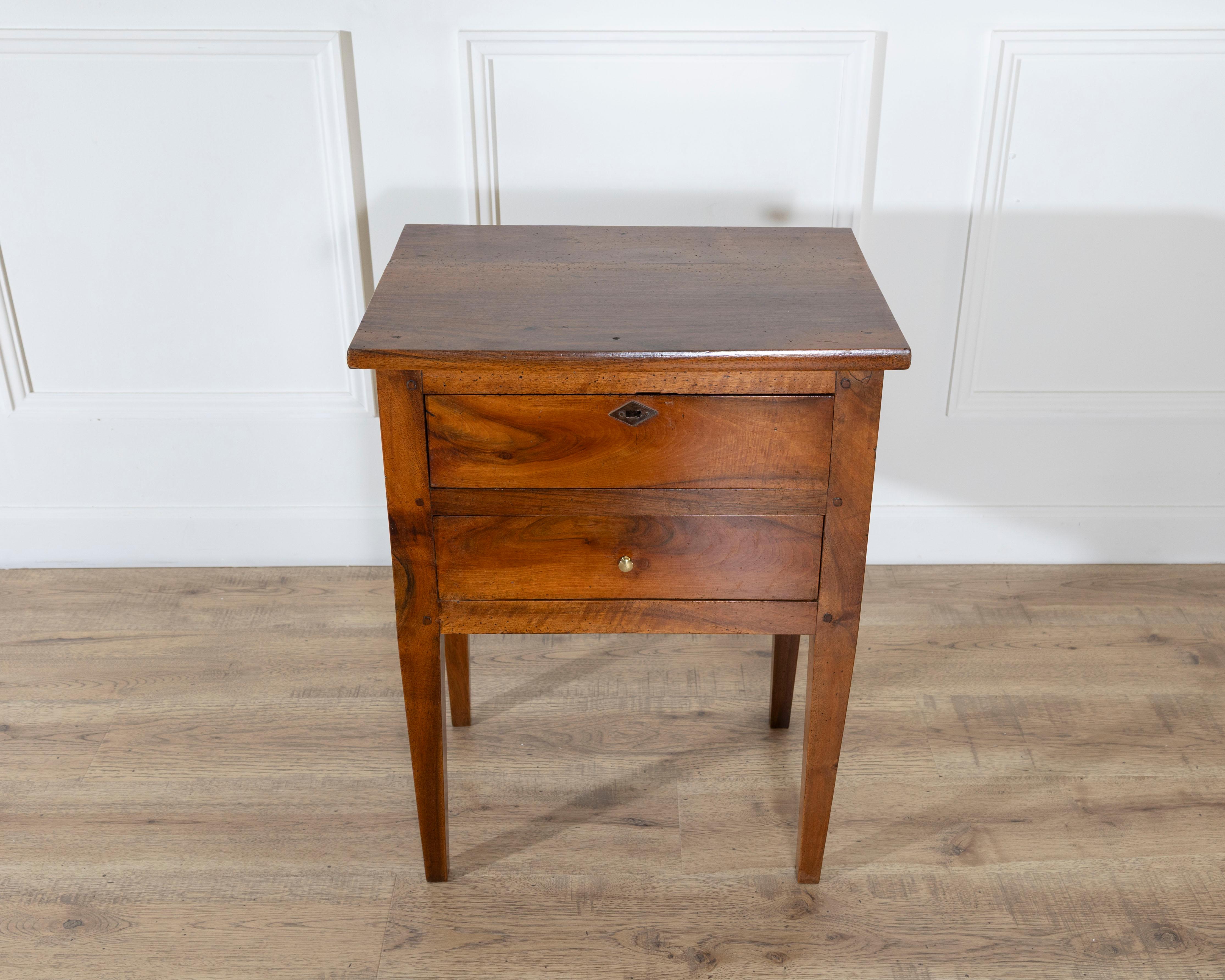 French 19th Century Small Louis XVI–Style Walnut Chest with Two Drawers For Sale