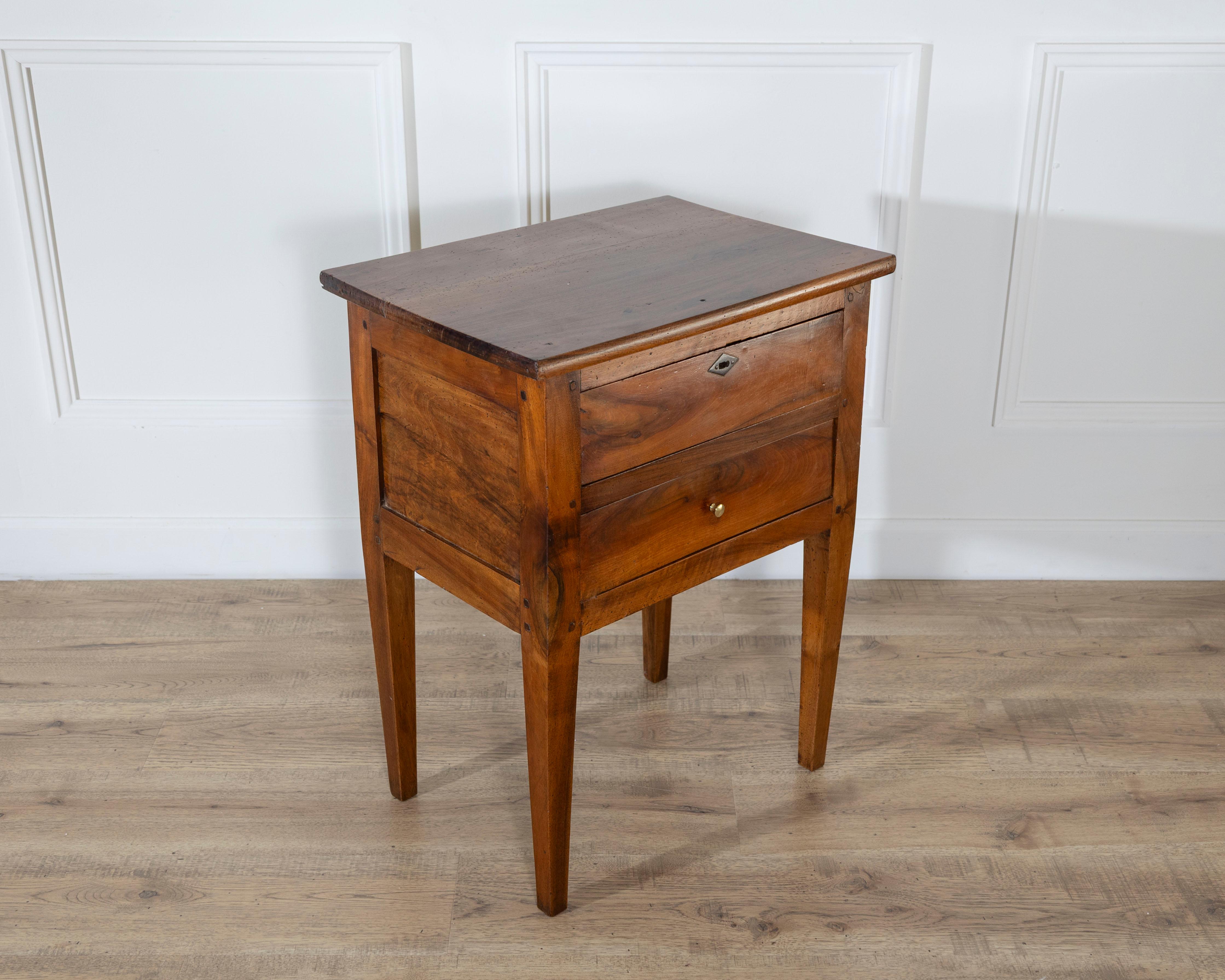 19th Century Small Louis XVI–Style Walnut Chest with Two Drawers In Good Condition For Sale In Atlanta, GA