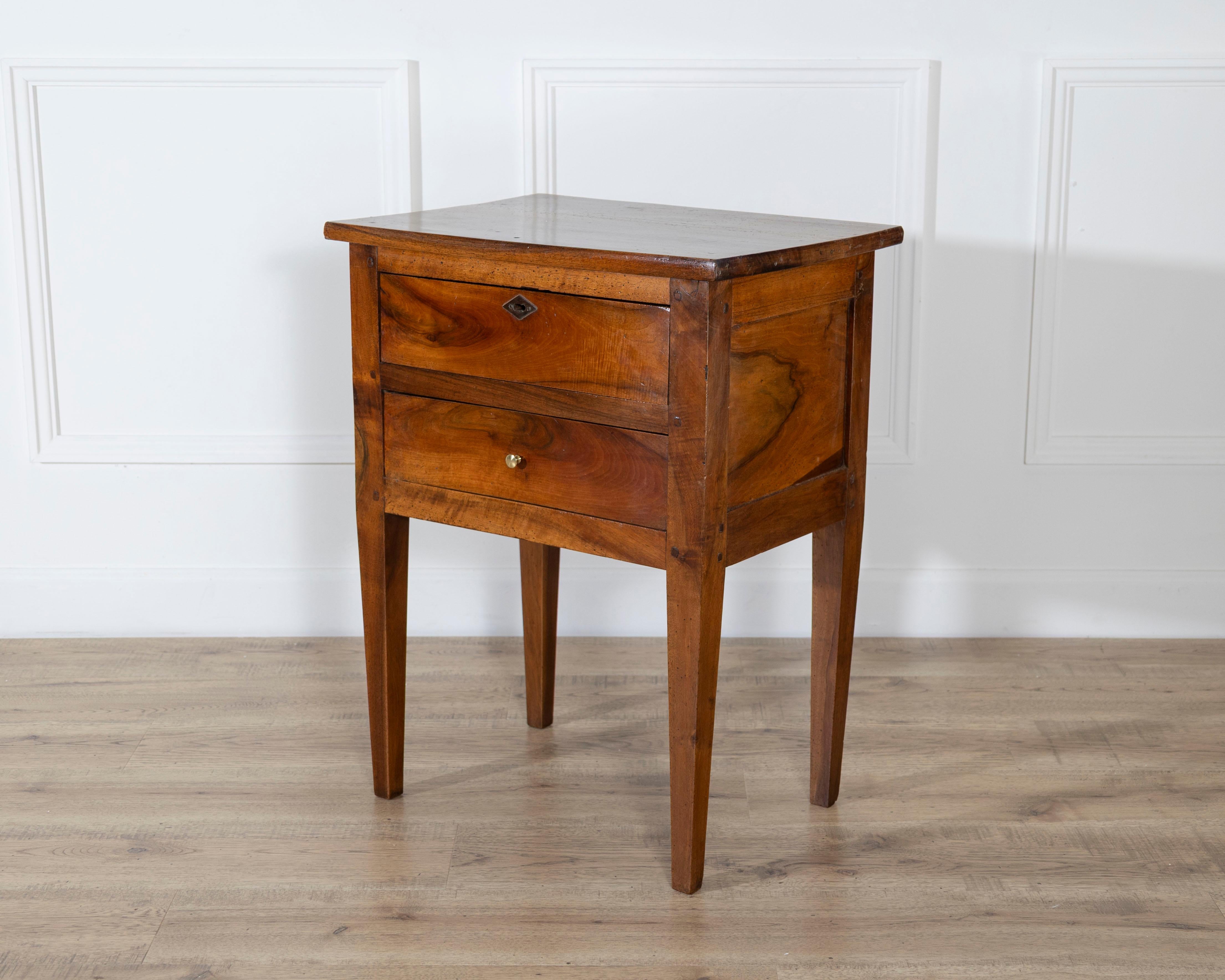 19th Century Small Louis XVI–Style Walnut Chest with Two Drawers For Sale 1