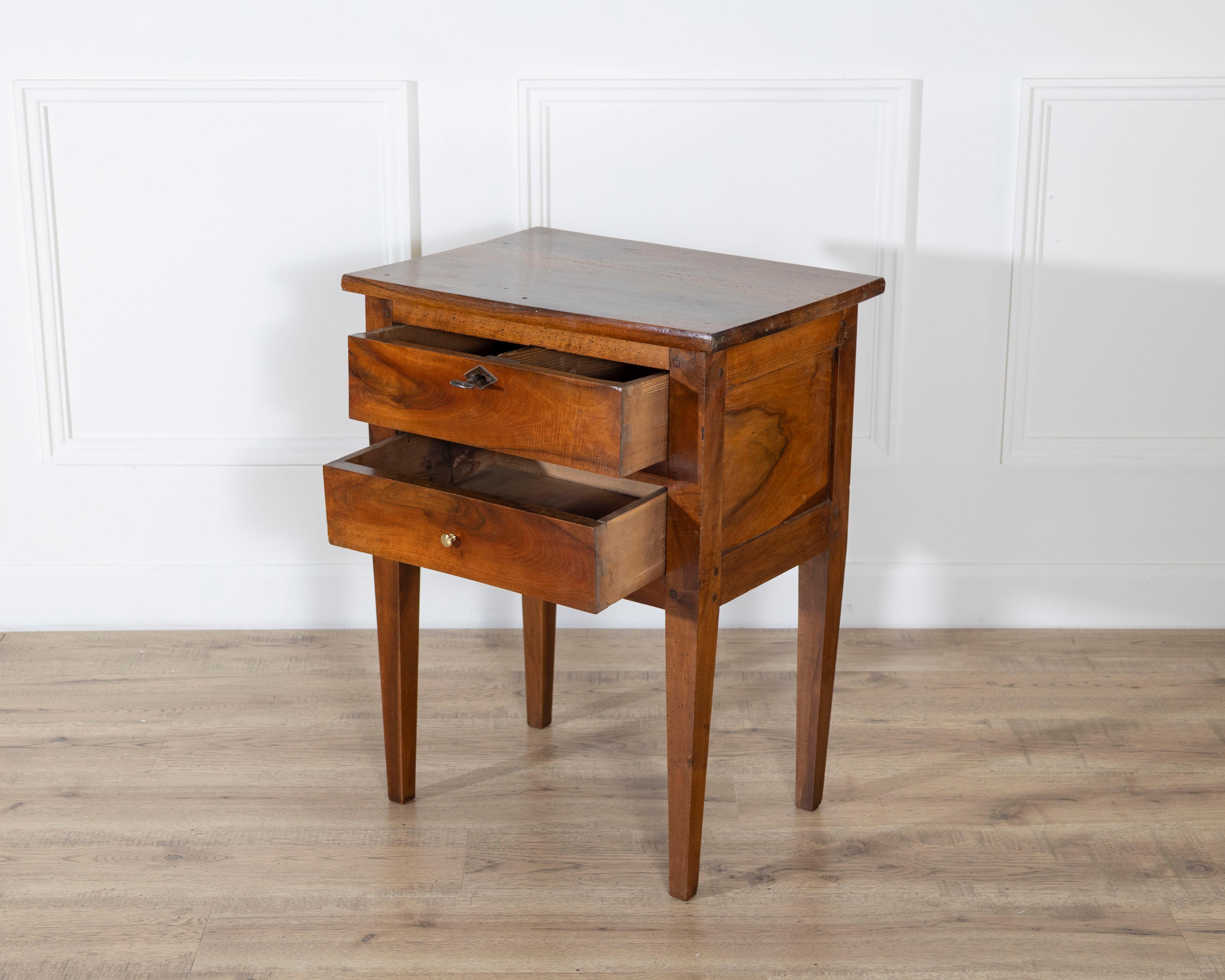 19th Century Small Louis XVI–Style Walnut Chest with Two Drawers For Sale 2