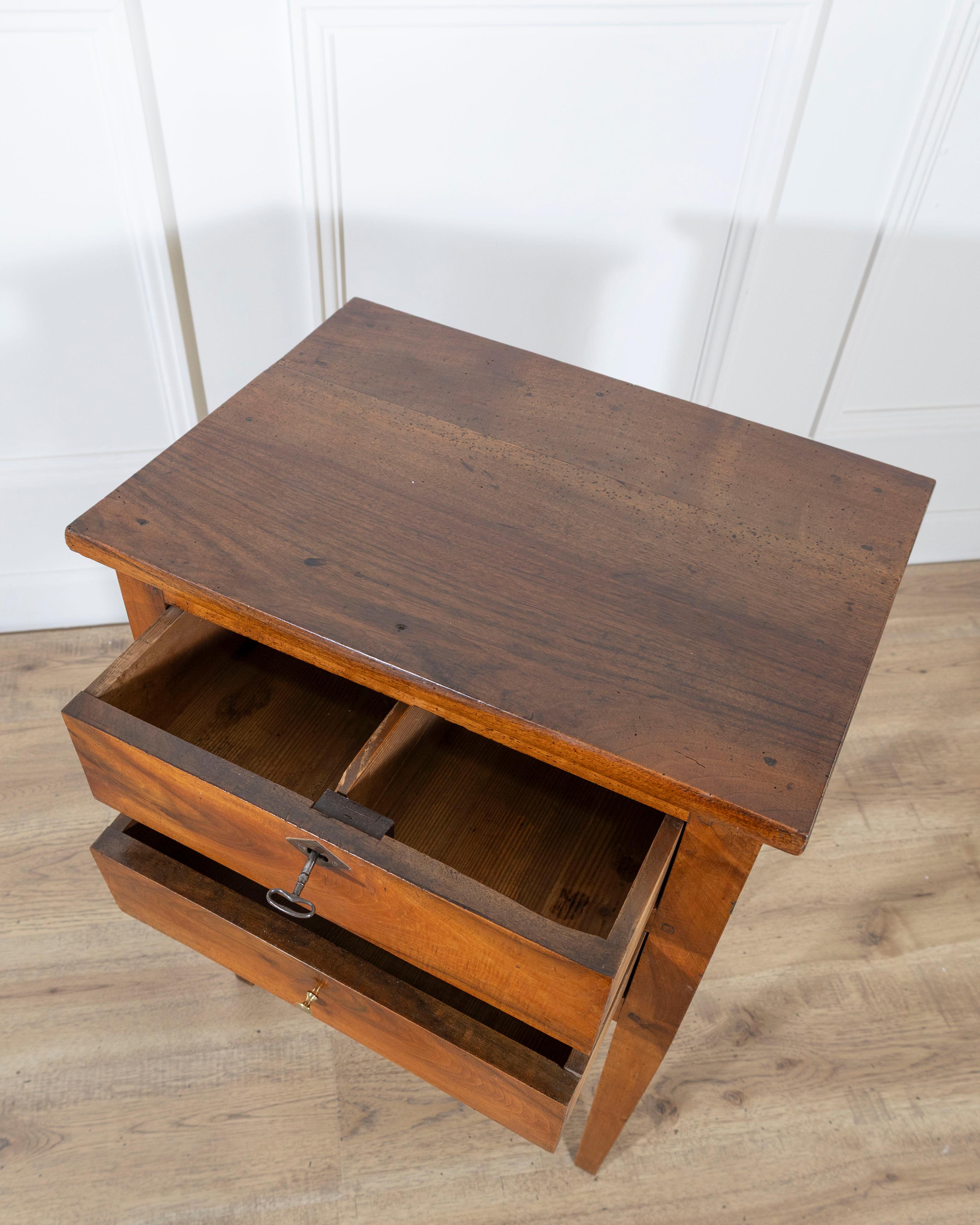 19th Century Small Louis XVI–Style Walnut Chest with Two Drawers For Sale 3