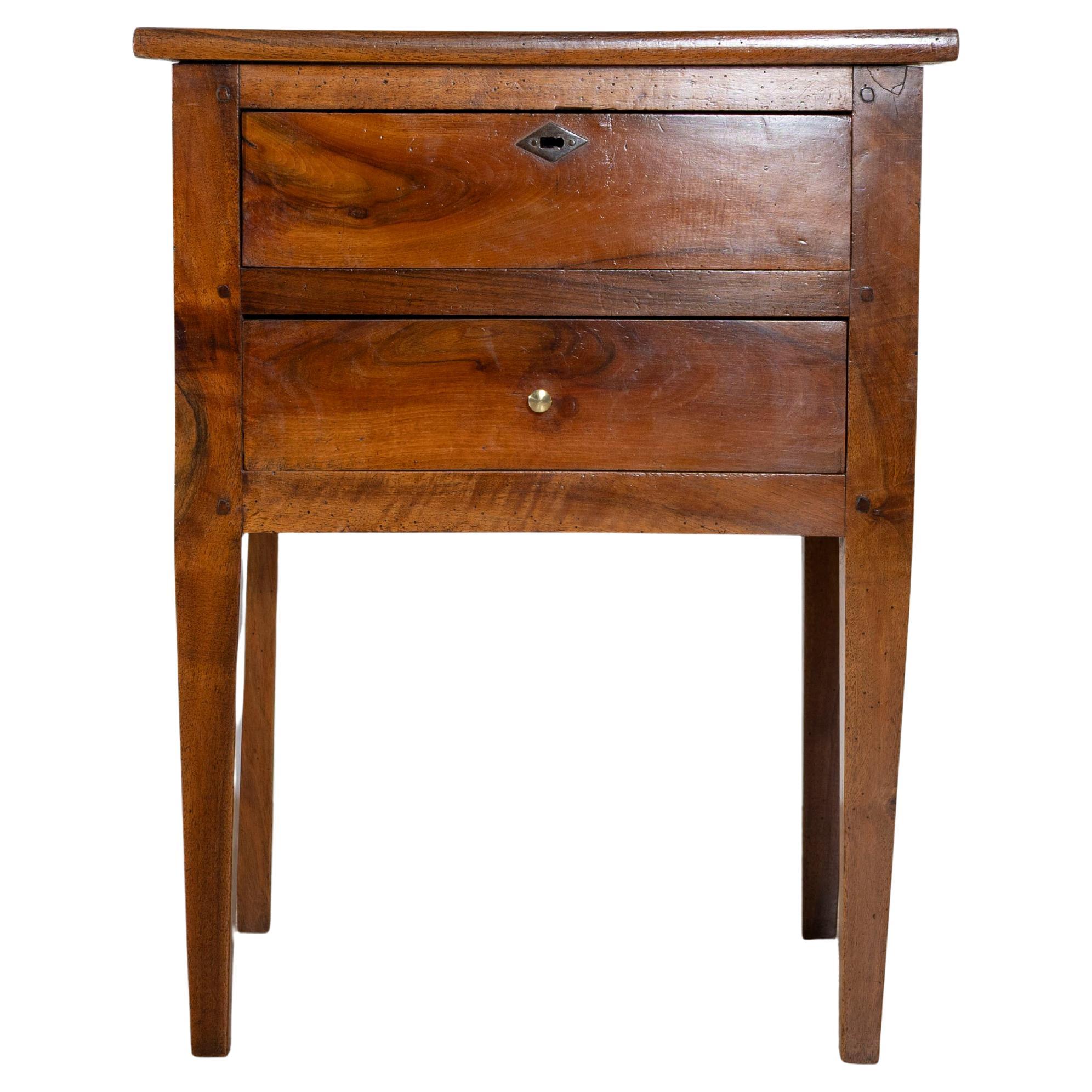 19th Century Small Louis XVI–Style Walnut Chest with Two Drawers For Sale