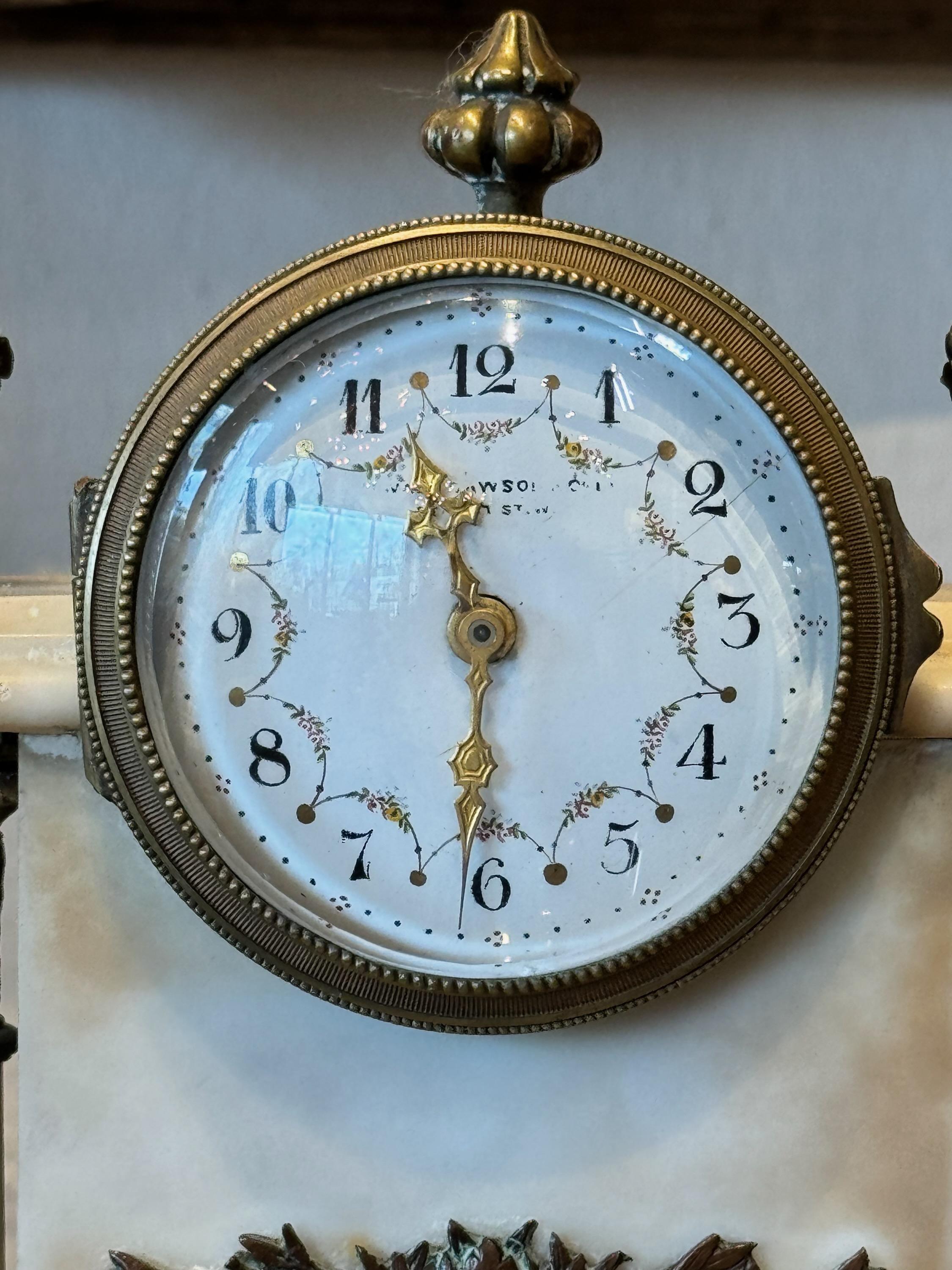 This sweet little French clock has lots of charm. It has great decoration.