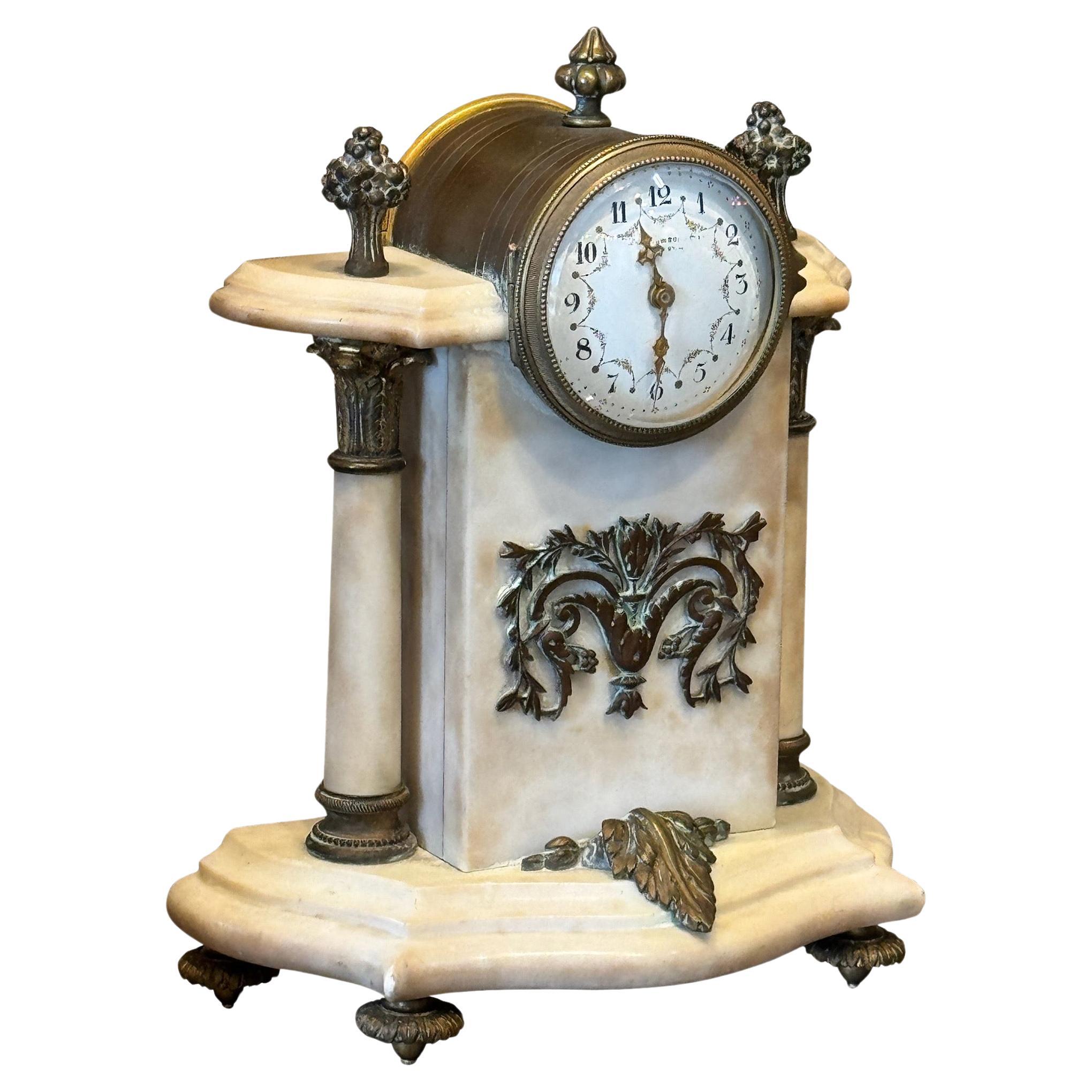 19th Century Small Marble Clock For Sale