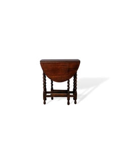 19th Century Small Oak Barley Twist Drop-Leaf Gateleg Table