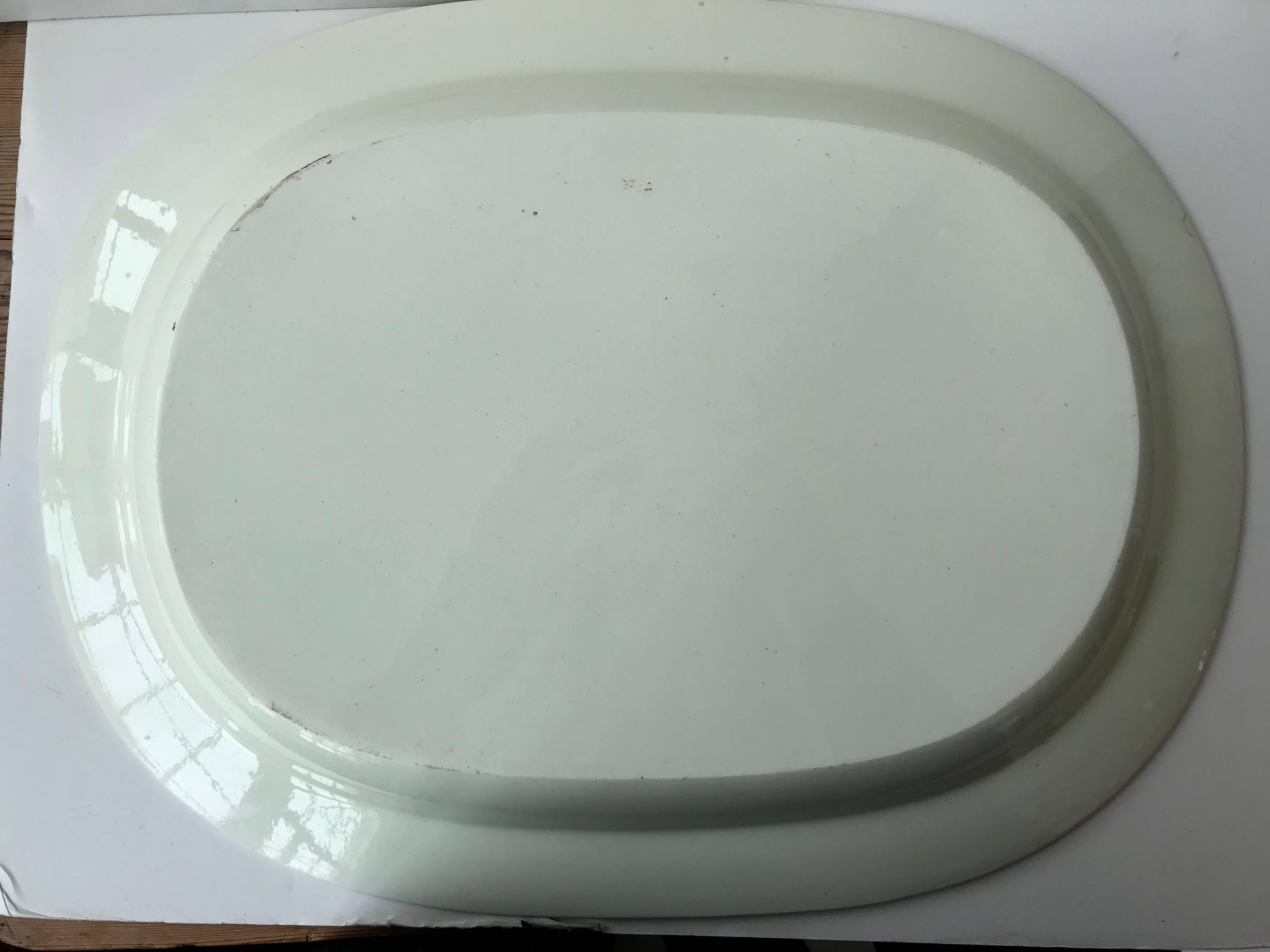 Ceramic 19th Century Small Oval Creamware Platter For Sale