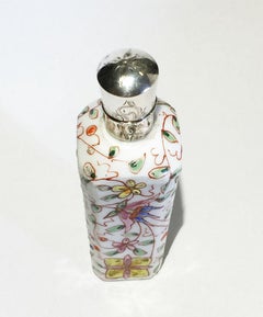 19th Century Small Porcelain Enameled Scent Perfume Bottle