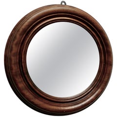 19th Century Small Round Mahogany Wall Mirror