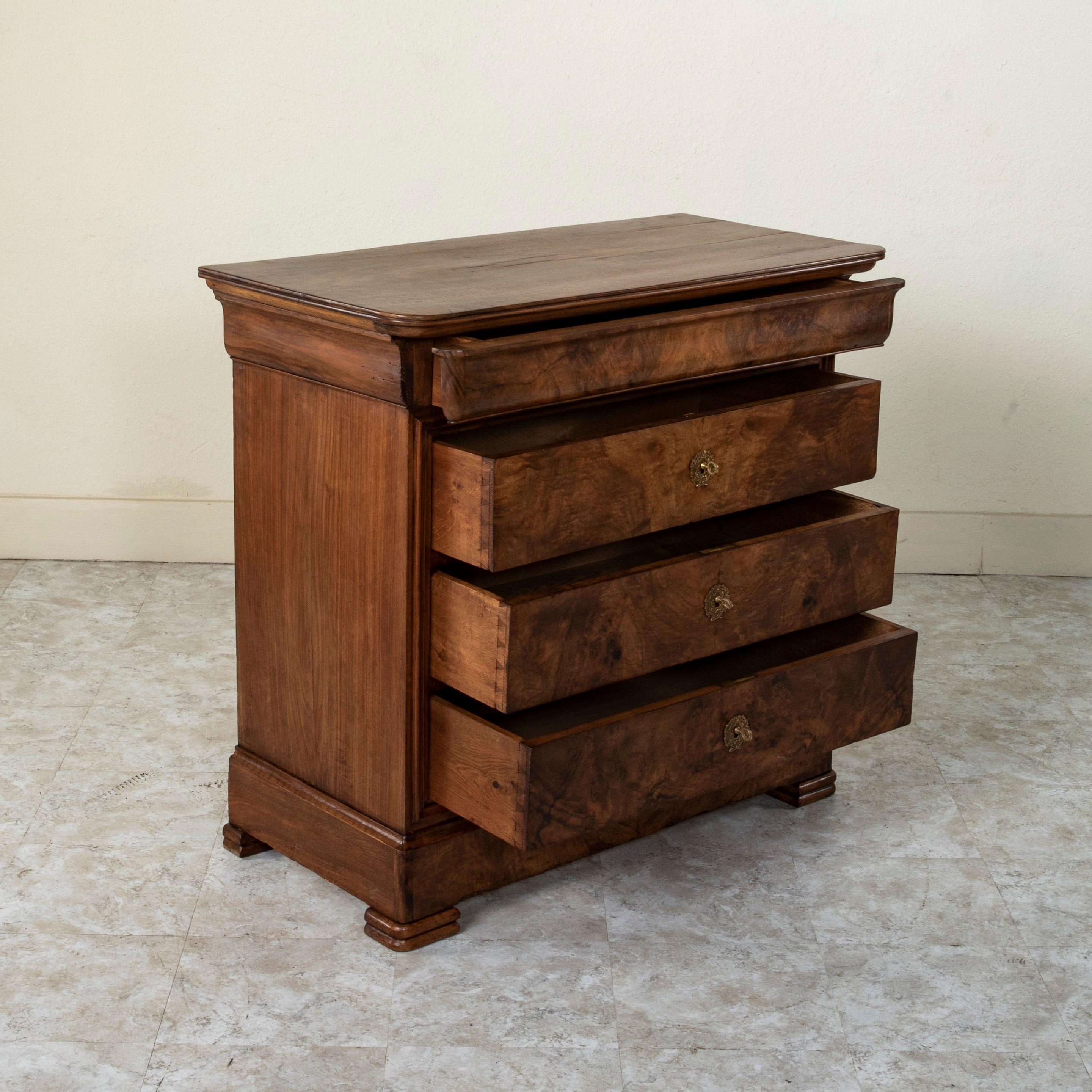 19th Century Small Scale French Louis Philippe Period Burl Walnut Chest, Commode 4