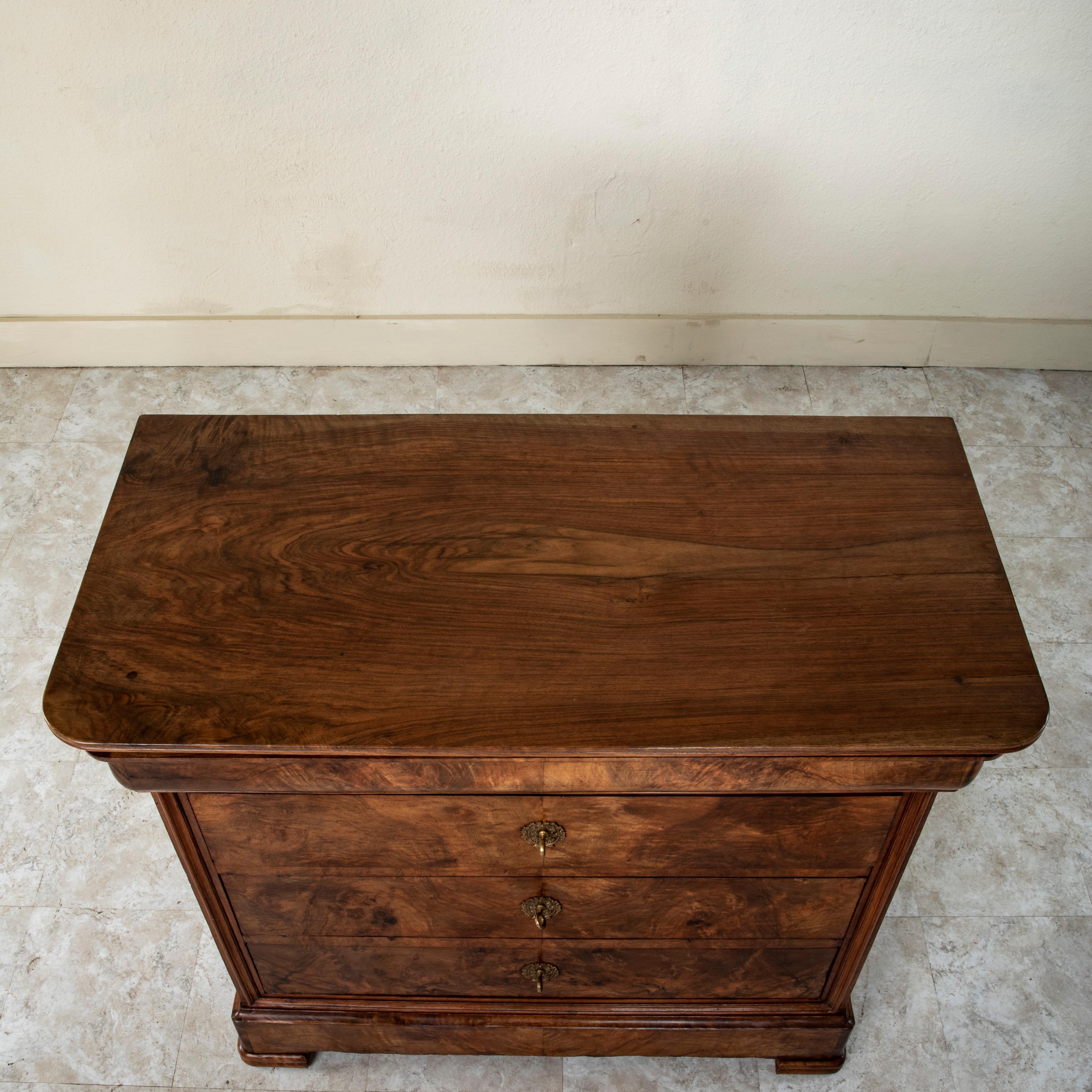 19th Century Small Scale French Louis Philippe Period Burl Walnut Chest, Commode 6