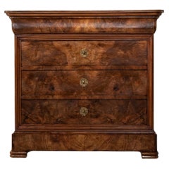 19th Century Small Scale French Louis Philippe Period Burl Walnut Chest, Commode