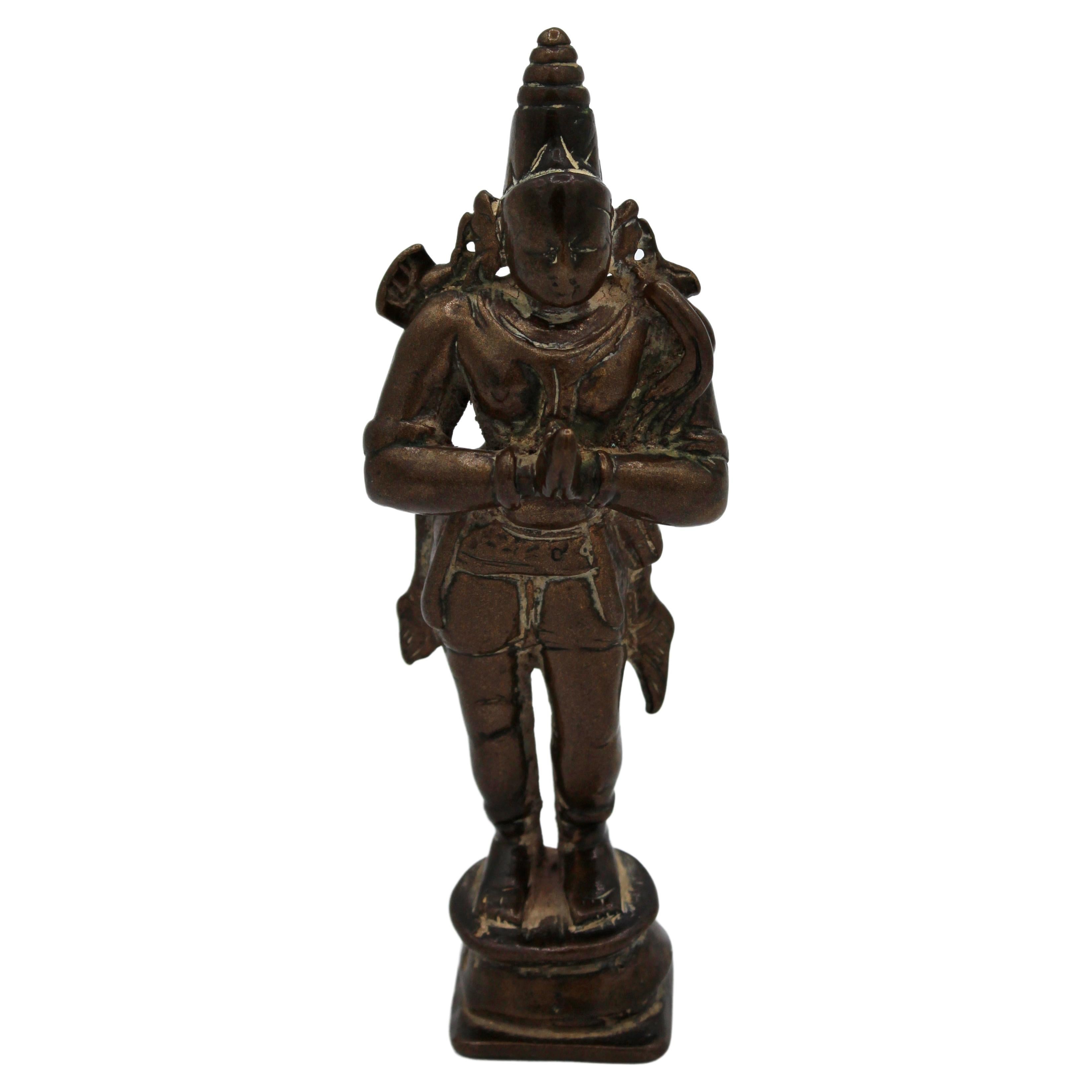 19th Century Small Serene Bronze Hindu God Statue